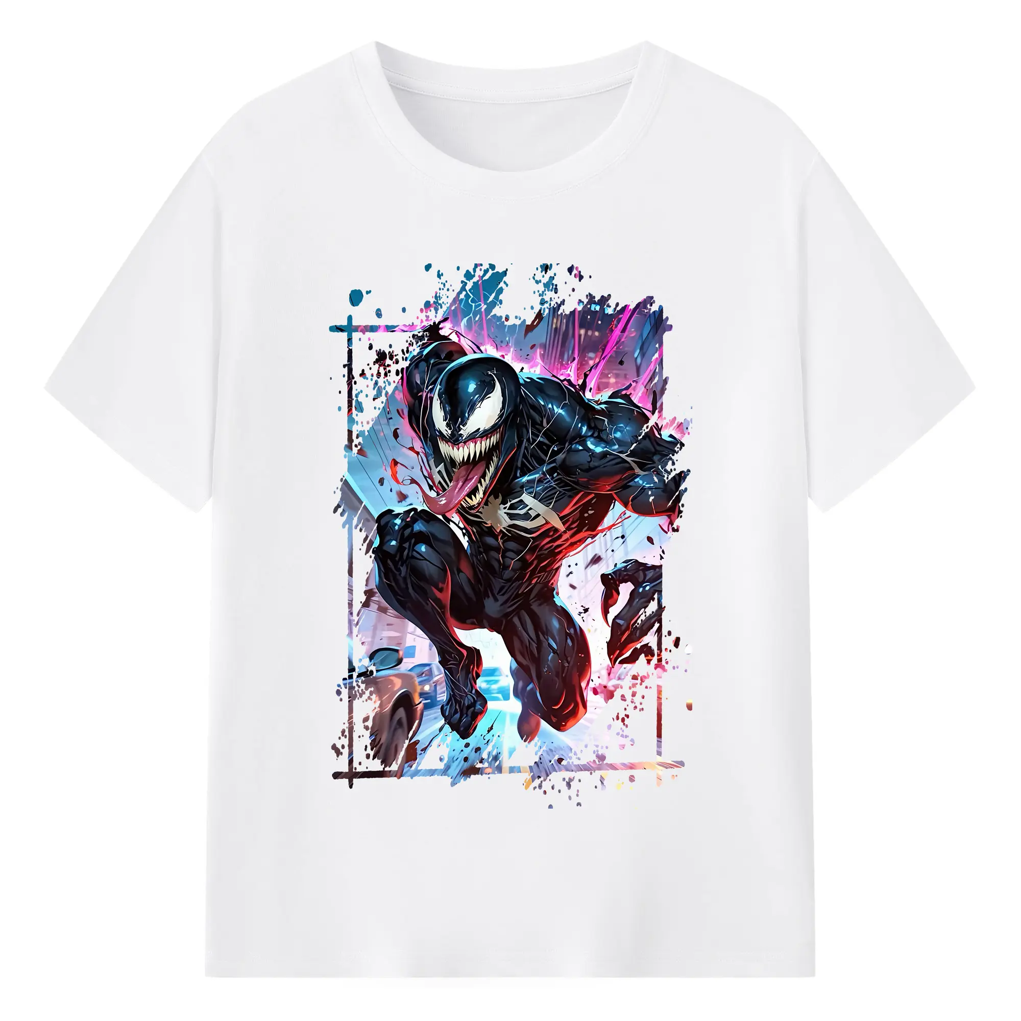 ヴェノム グッズ,ヴェノム - 綿100％ 半袖Tシャツ ・ フロントプリント ・ 快適 通気性 ・ 日常使い 散歩 スポーツ用