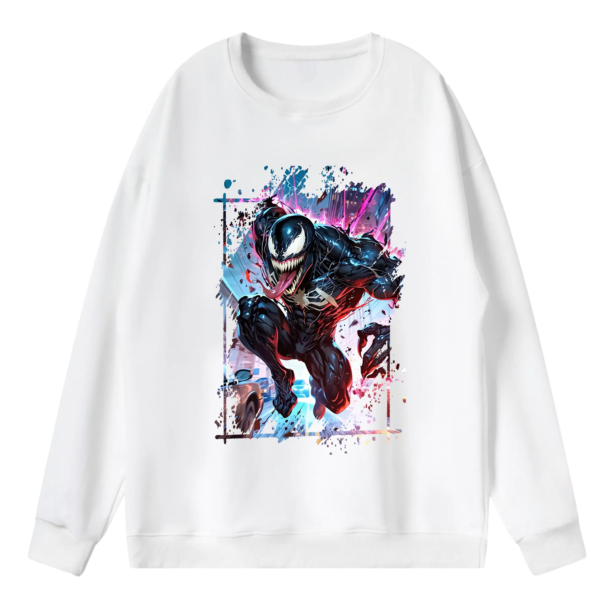 ヴェノム グッズ,ヴェノム - 薄手 クルーネック スウェット 裏毛260g · ポリエステル 春秋向け カジュアル 男女兼用 · トレーナー デイリー スポーツ 散歩に最適