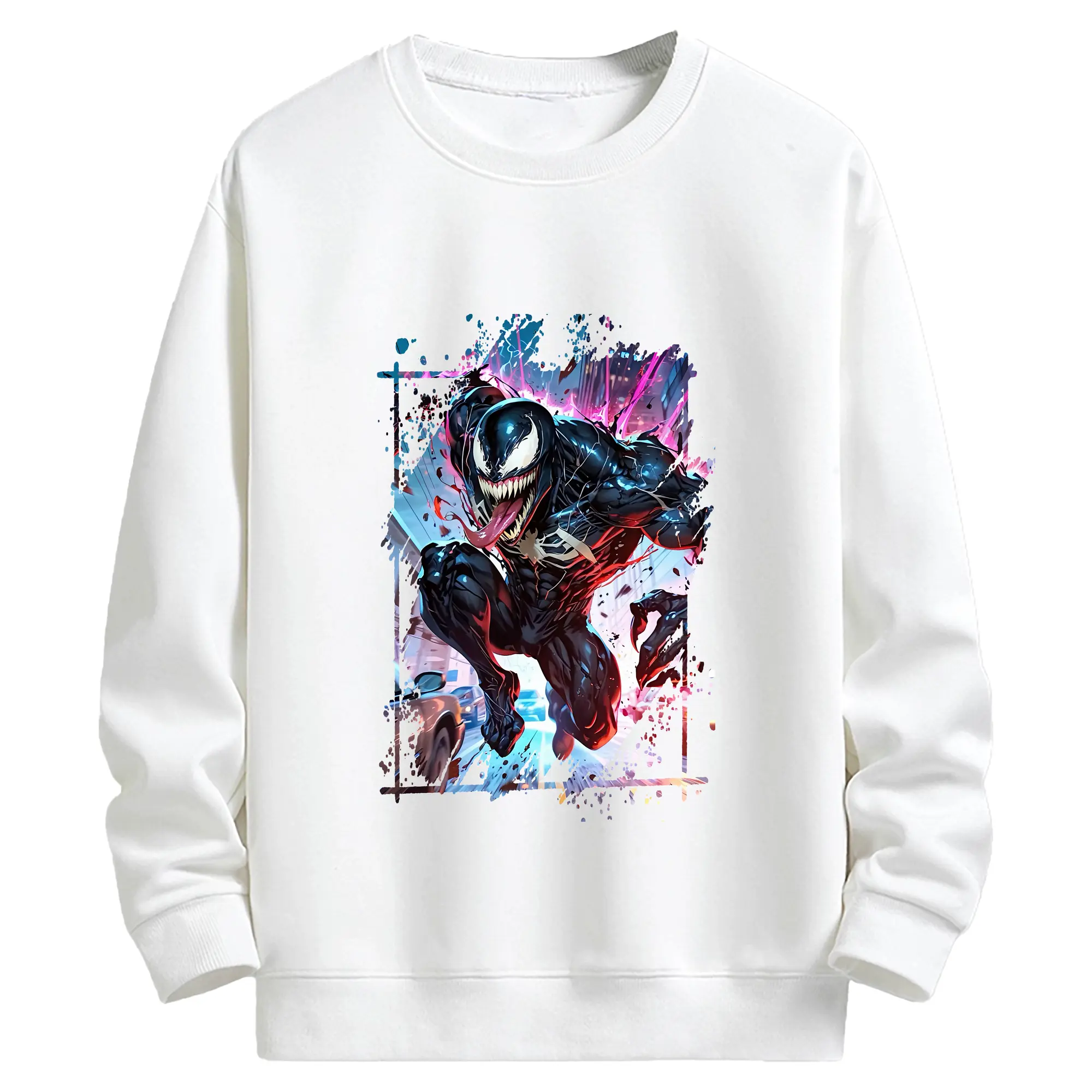 ヴェノム グッズ,ヴェノム - キッズ クルーネックスウェットシャツ ・ フロントプリント ・ 綿80％ ポリエステル20％ ・ 快適 通学 スポーツ 日常使い お散歩用