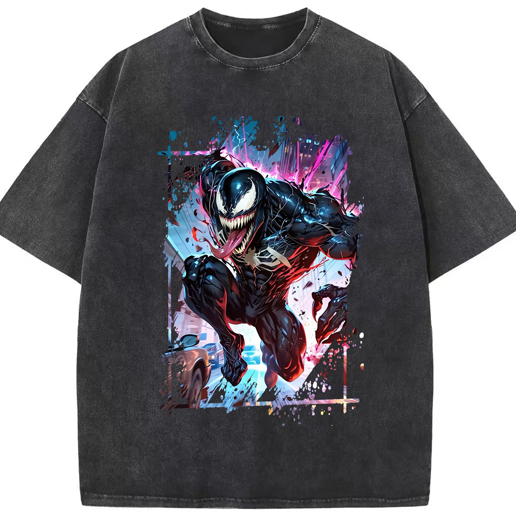 ヴェノム グッズ,ヴェノム - 綿100％ ヴィンテージ風 半袖Tシャツ ・ フロントプリント ・ 柔らか肌触り ・ 通気性 快適 ・ スポーツ カジュアル 外出用