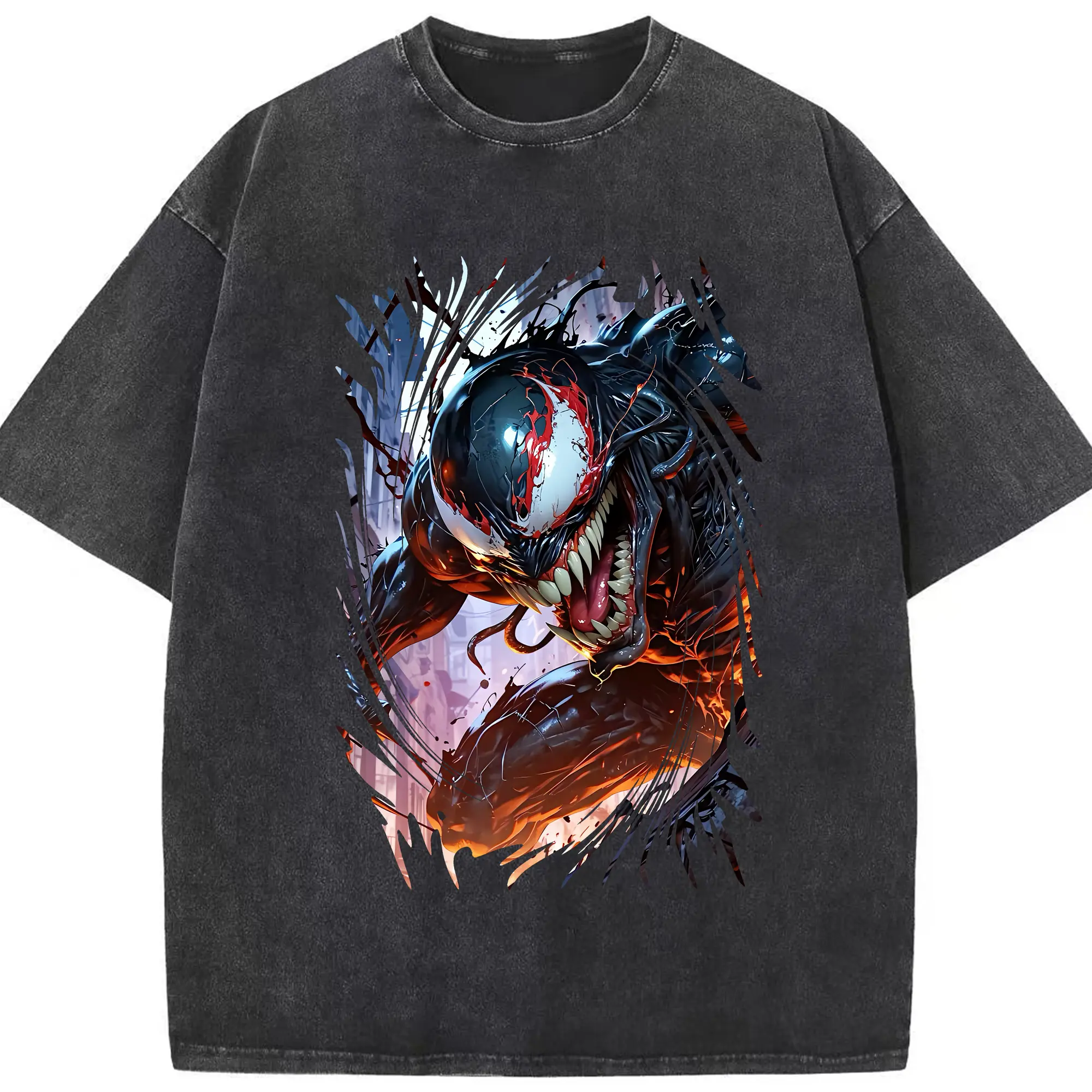 ヴェノム グッズ,ヴェノム - 綿100％ ヴィンテージ風 半袖Tシャツ ・ フロントプリント ・ 柔らか肌触り ・ 通気性 快適 ・ スポーツ カジュアル 外出用