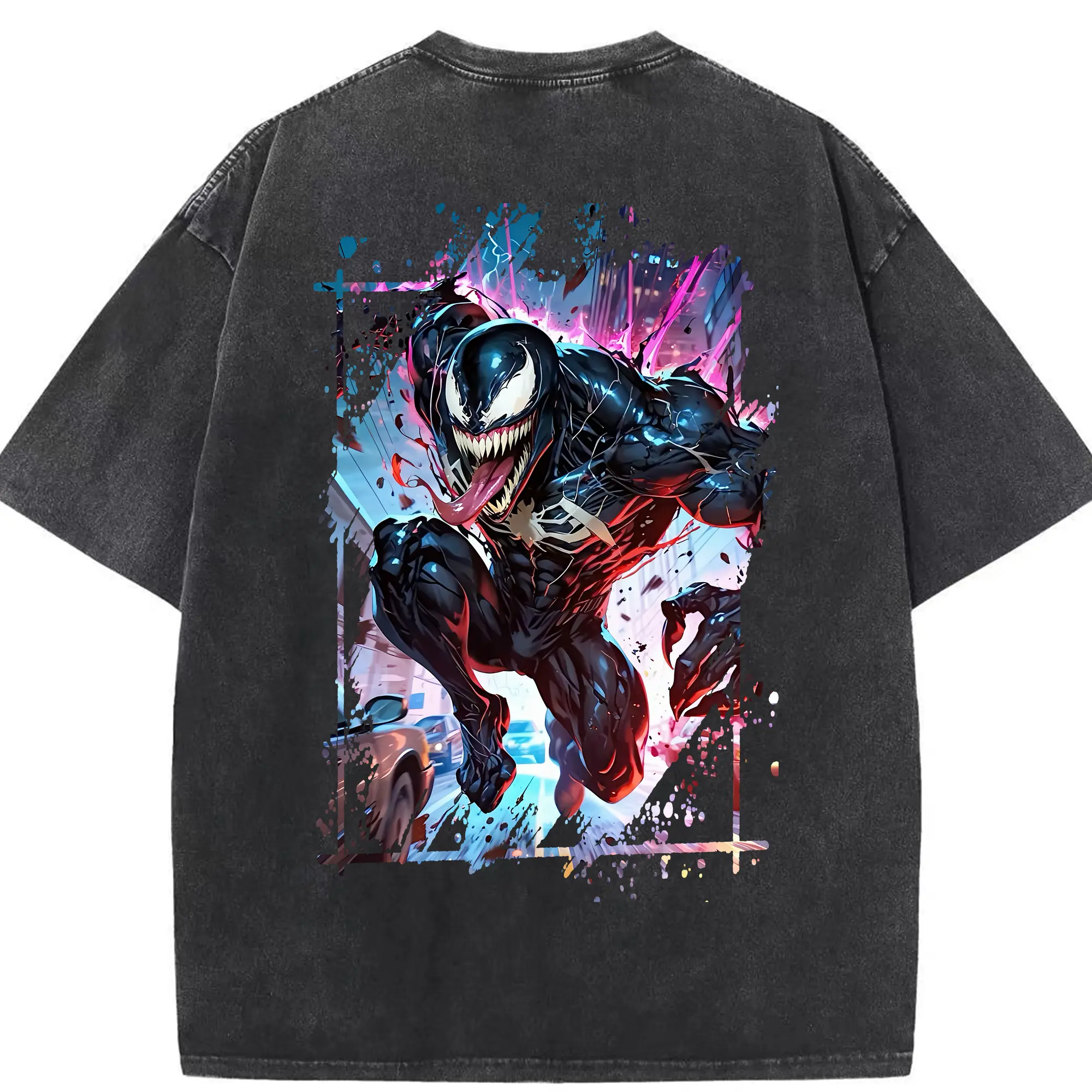 ヴェノム グッズ,ヴェノム - 綿100％ ヴィンテージ風 半袖Tシャツ ・ 背面プリント ・ 柔らか肌触り ・ 通気性 快適 ・ スポーツ カジュアル 外出用