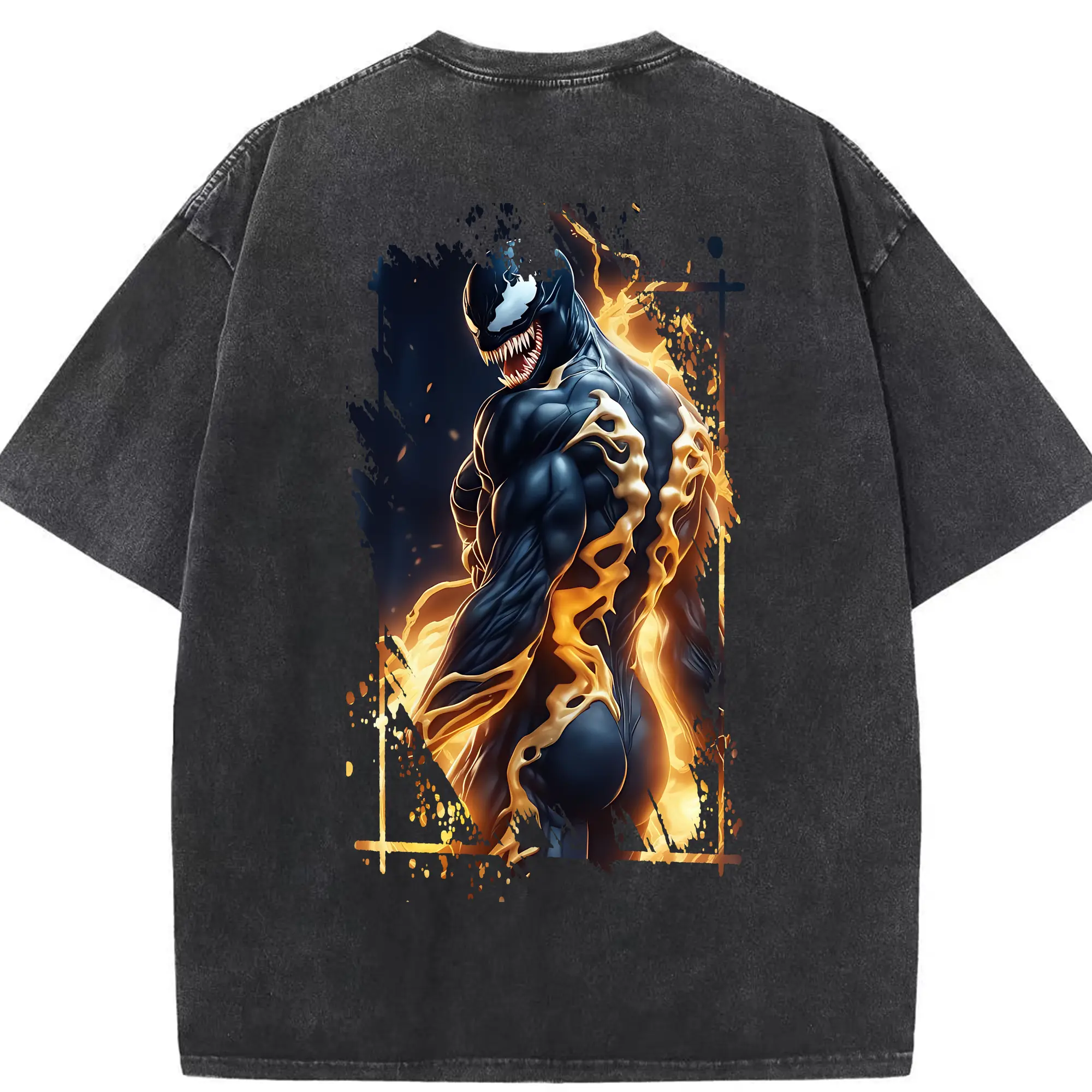 ヴェノム グッズ,ヴェノム - 綿100％ ヴィンテージ風 半袖Tシャツ ・ 背面プリント ・ 柔らか肌触り ・ 通気性 快適 ・ スポーツ カジュアル 外出用