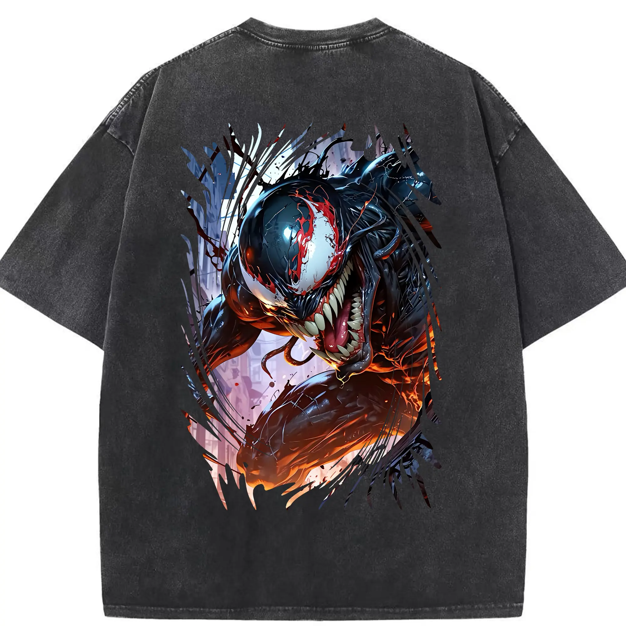 ヴェノム グッズ,ヴェノム - 綿100％ ヴィンテージ風 半袖Tシャツ ・ 背面プリント ・ 柔らか肌触り ・ 通気性 快適 ・ スポーツ カジュアル 外出用