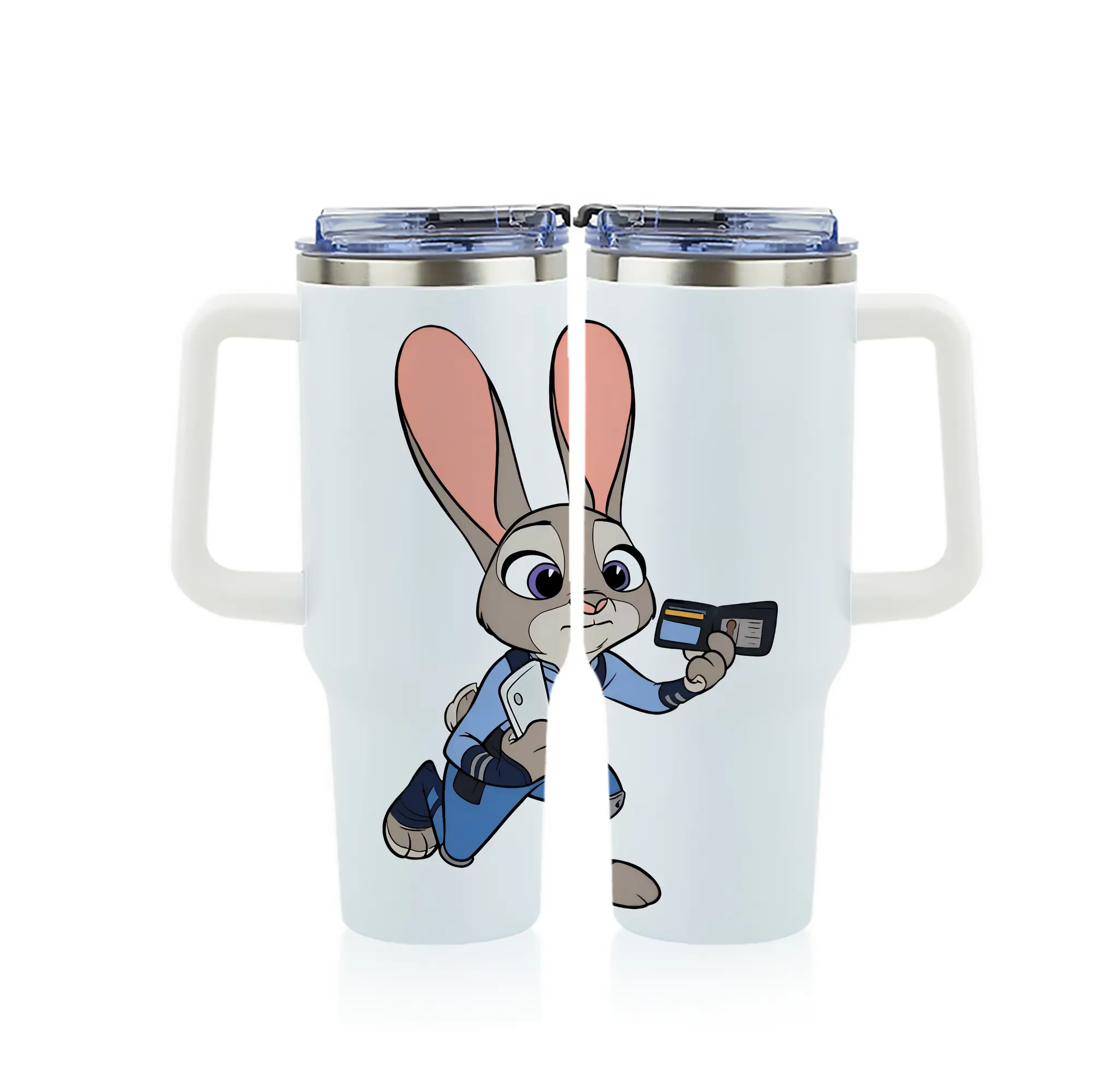 ズートピア グッズ,ジュディ・ホップス - 1200mL フルプリント車用タンブラー ・ 304ステンレス 内側 ・ 201ステンレス 外側 ・ 保温 保冷 ・ 通勤 ドライブ アウトドア用