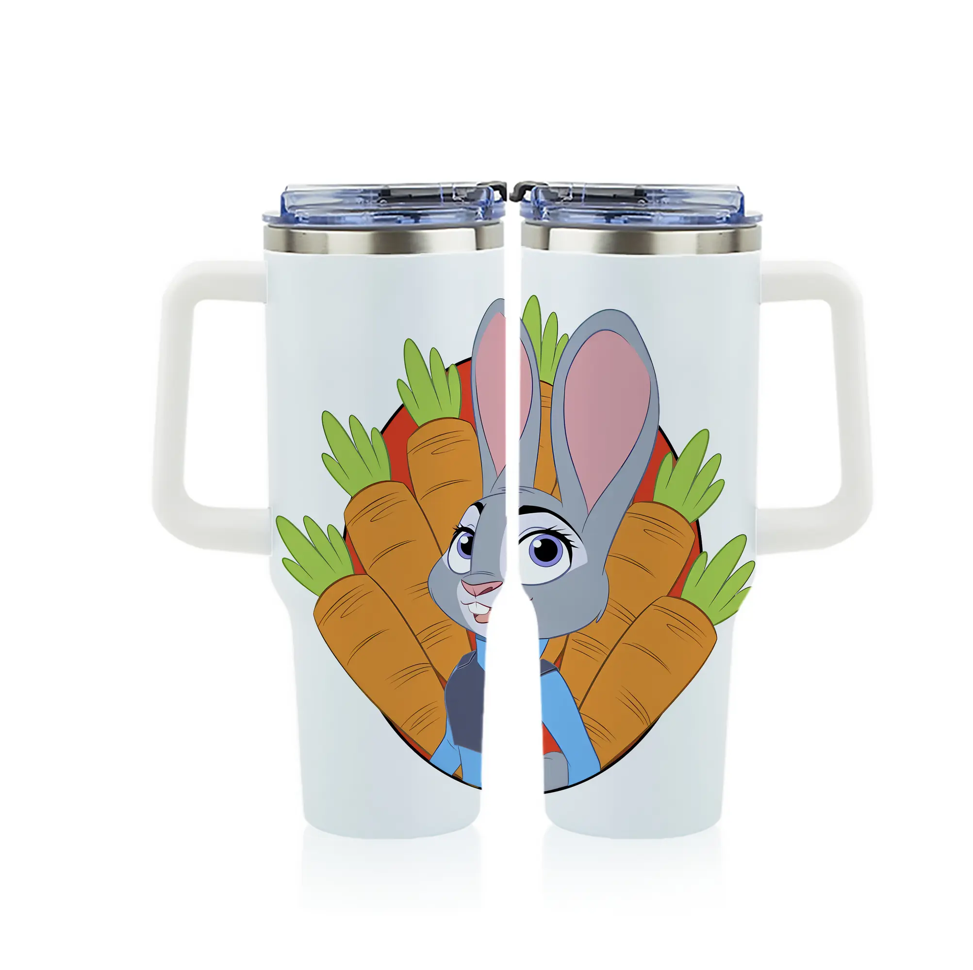 ズートピア グッズ,ジュディ・ホップス - 1200mL フルプリント車用タンブラー ・ 304ステンレス 内側 ・ 201ステンレス 外側 ・ 保温 保冷 ・ 通勤 ドライブ アウトドア用