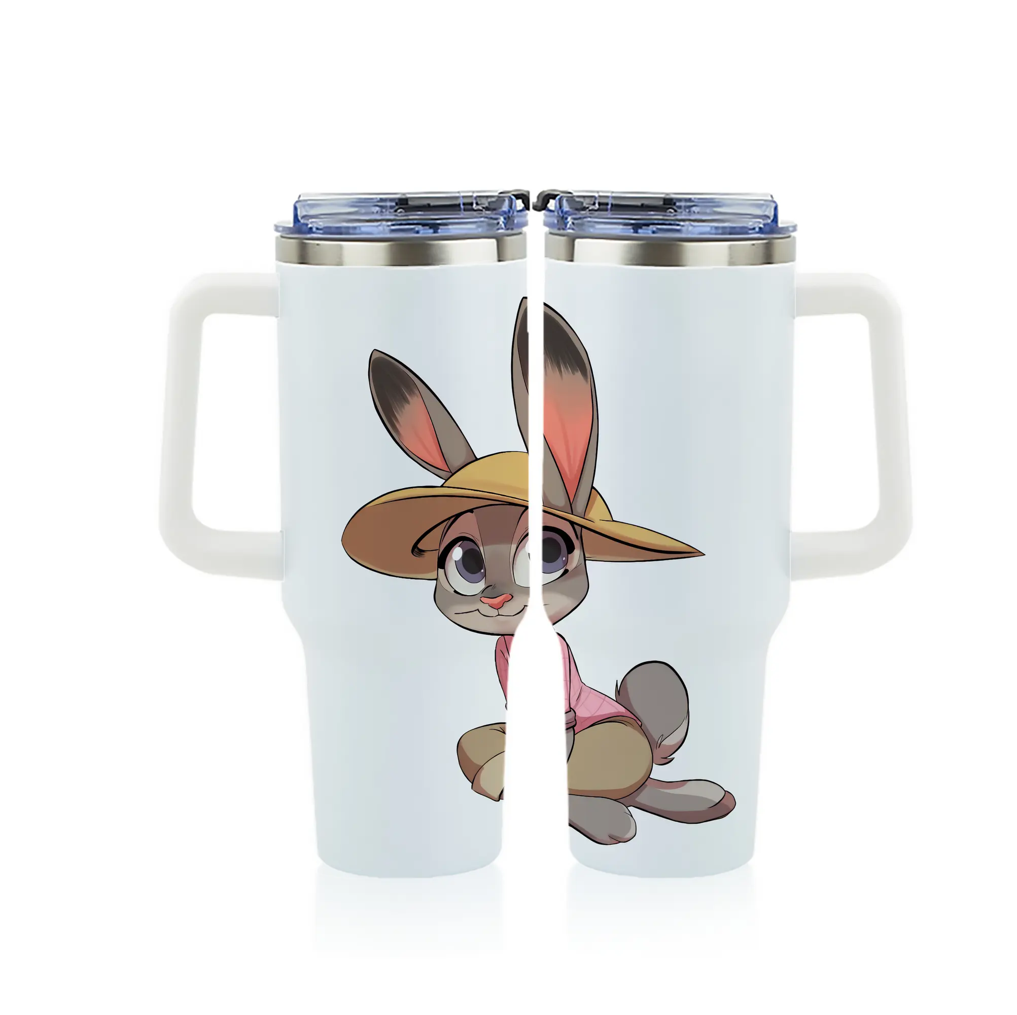 ズートピア グッズ,ジュディ・ホップス - 1200mL フルプリント車用タンブラー ・ 304ステンレス 内側 ・ 201ステンレス 外側 ・ 保温 保冷 ・ 通勤 ドライブ アウトドア用