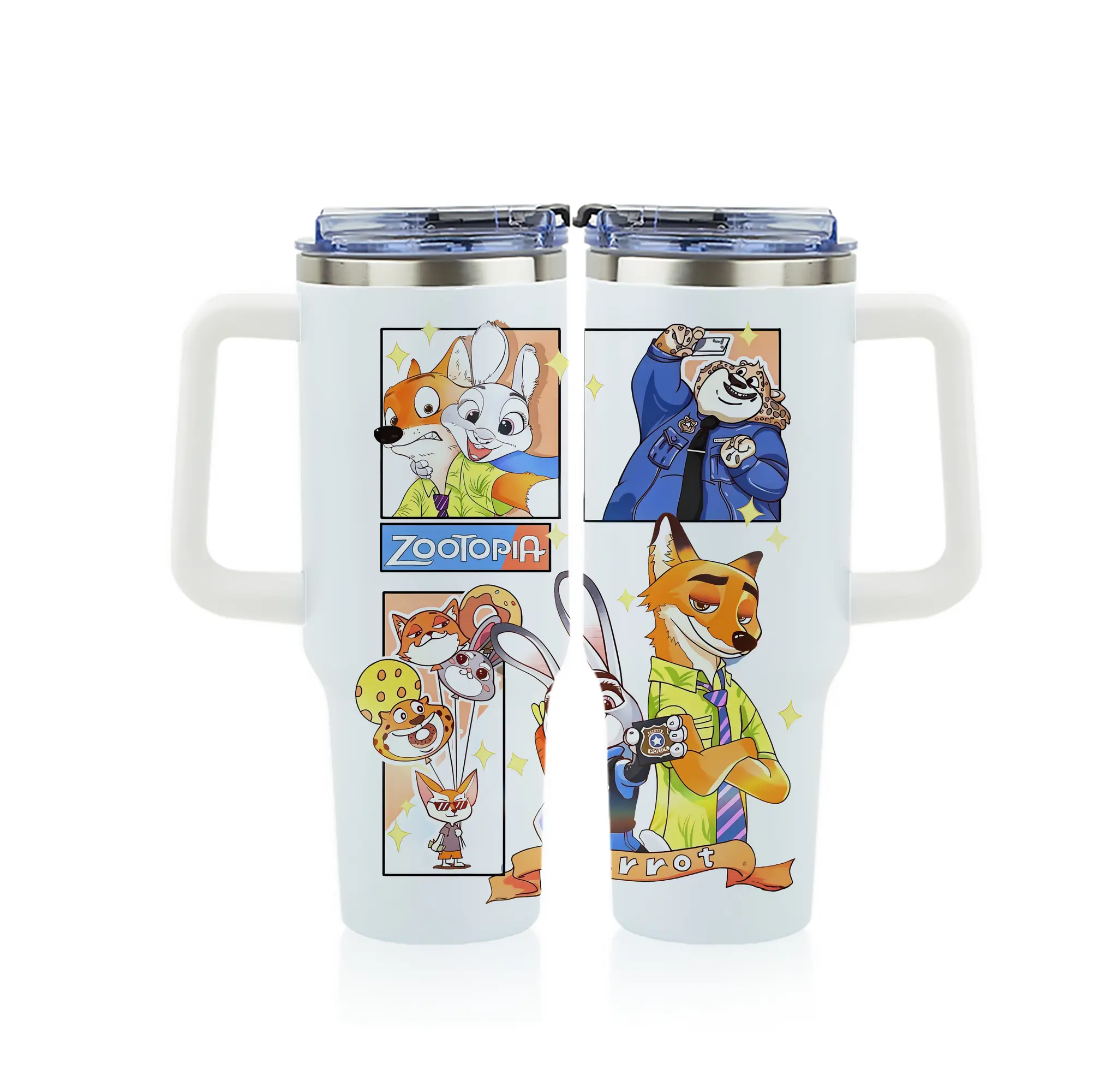 ズートピア グッズ,ジュディ・ホップス - 1200mL フルプリント車用タンブラー ・ 304ステンレス 内側 ・ 201ステンレス 外側 ・ 保温 保冷 ・ 通勤 ドライブ アウトドア用