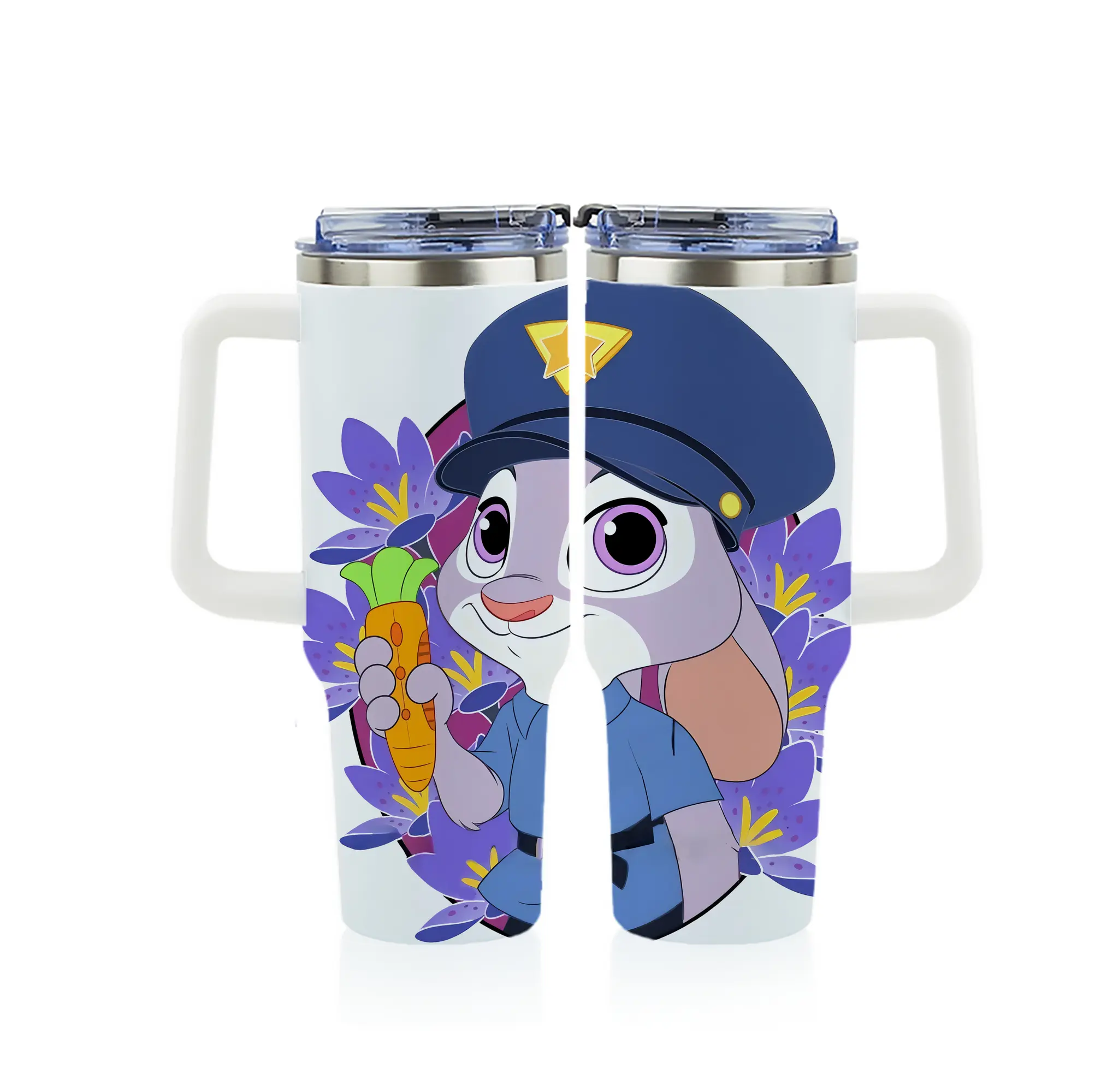 ズートピア グッズ,ジュディ・ホップス - 1200mL フルプリント車用タンブラー ・ 304ステンレス 内側 ・ 201ステンレス 外側 ・ 保温 保冷 ・ 通勤 ドライブ アウトドア用