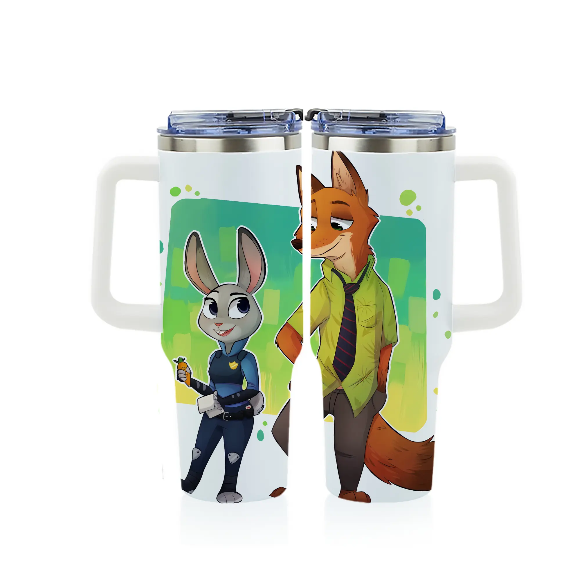 ズートピア グッズ,ジュディ・ホップス - 1200mL フルプリント車用タンブラー ・ 304ステンレス 内側 ・ 201ステンレス 外側 ・ 保温 保冷 ・ 通勤 ドライブ アウトドア用