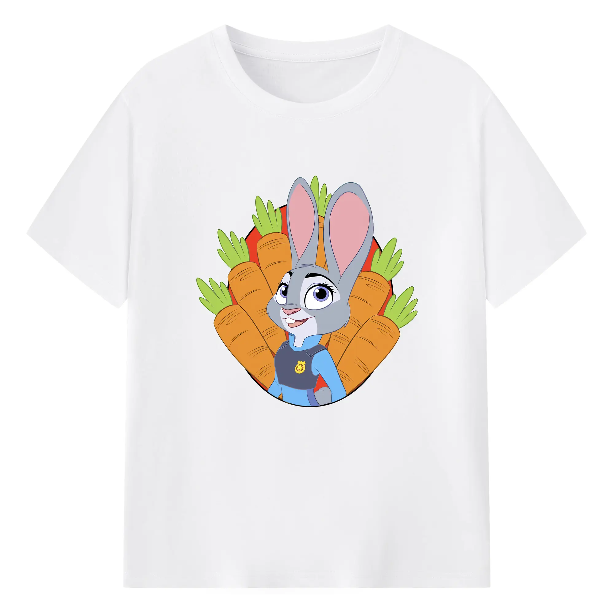 ズートピア グッズ,ジュディ・ホップス - 綿100％ 半袖Tシャツ ・ フロントプリント ・ 快適 通気性 ・ 日常使い 散歩 スポーツ用