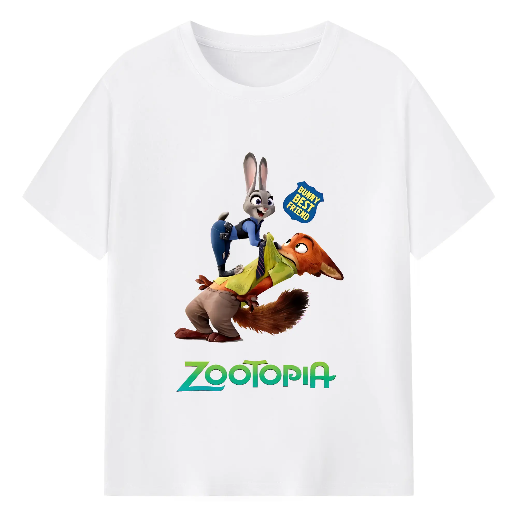 ズートピア グッズ,ジュディ・ホップス - 綿100％ 半袖Tシャツ ・ フロントプリント ・ 快適 通気性 ・ 日常使い 散歩 スポーツ用