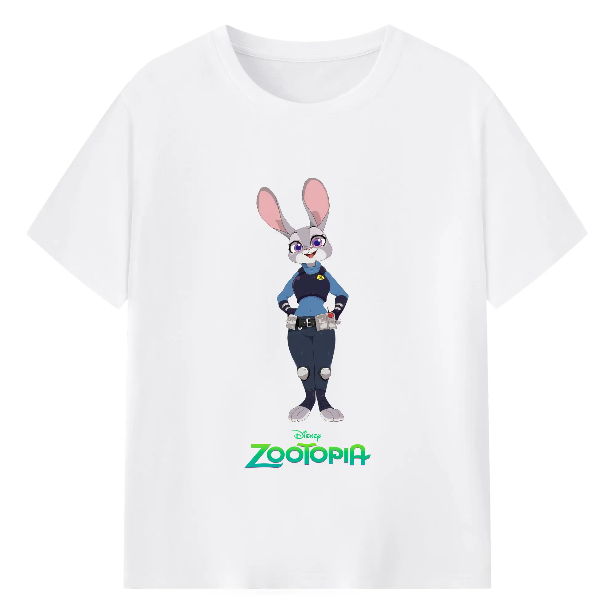 ズートピア グッズ,ジュディ・ホップス - 綿100％ 半袖Tシャツ ・ フロントプリント ・ 快適 通気性 ・ 日常使い 散歩 スポーツ用