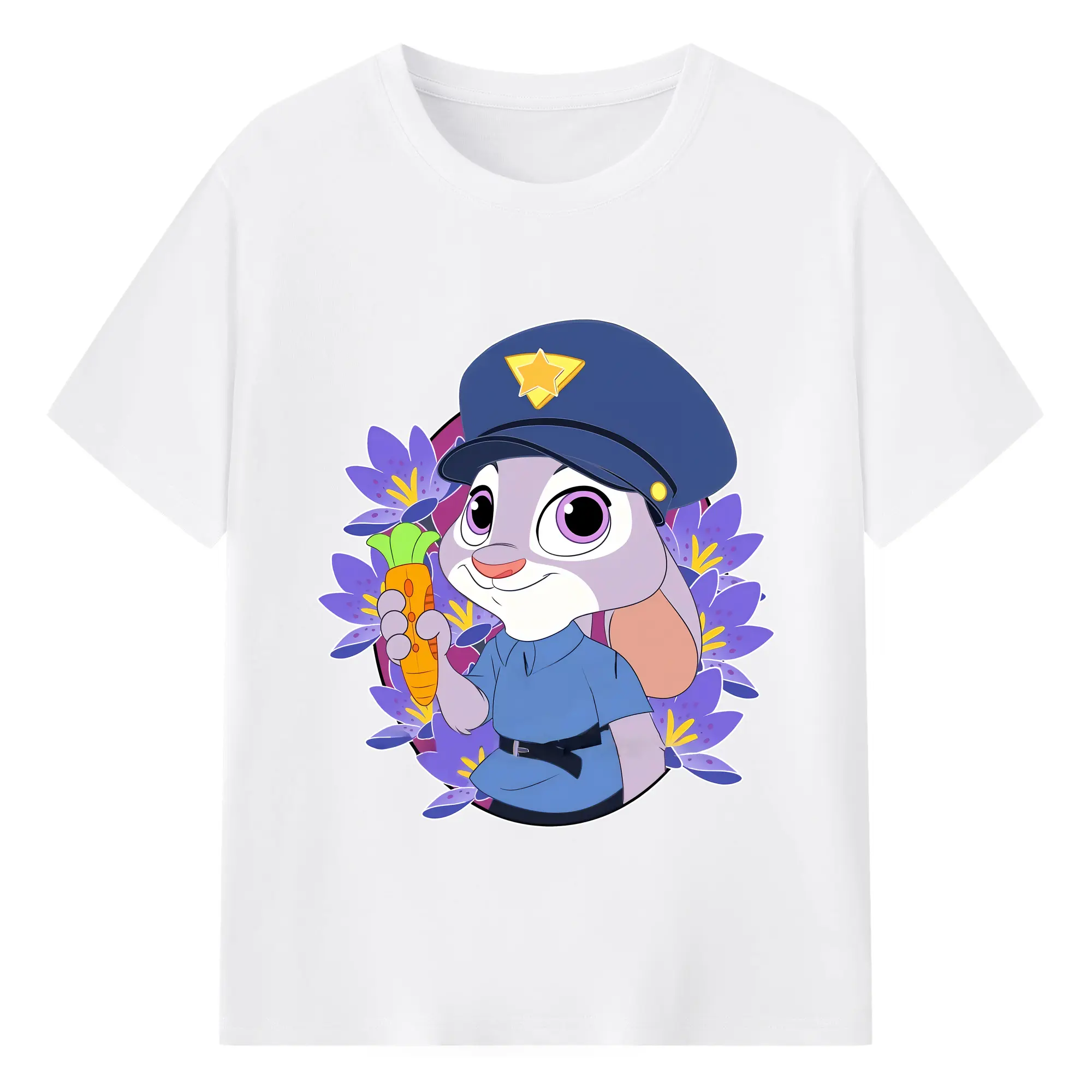 ズートピア グッズ,ジュディ・ホップス - 綿100％ 半袖Tシャツ ・ フロントプリント ・ 快適 通気性 ・ 日常使い 散歩 スポーツ用