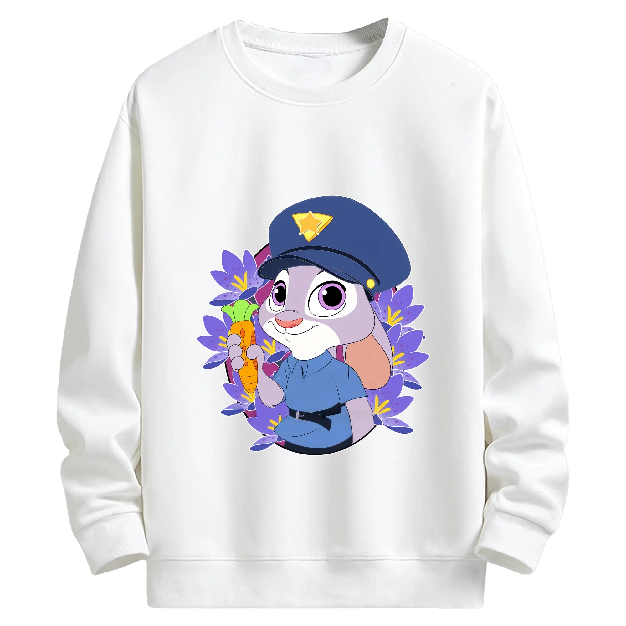 ズートピア グッズ,ジュディ・ホップス - キッズ クルーネックスウェットシャツ ・ フロントプリント ・ 綿80％ ポリエステル20％ ・ 快適 通学 スポーツ 日常使い お散歩用