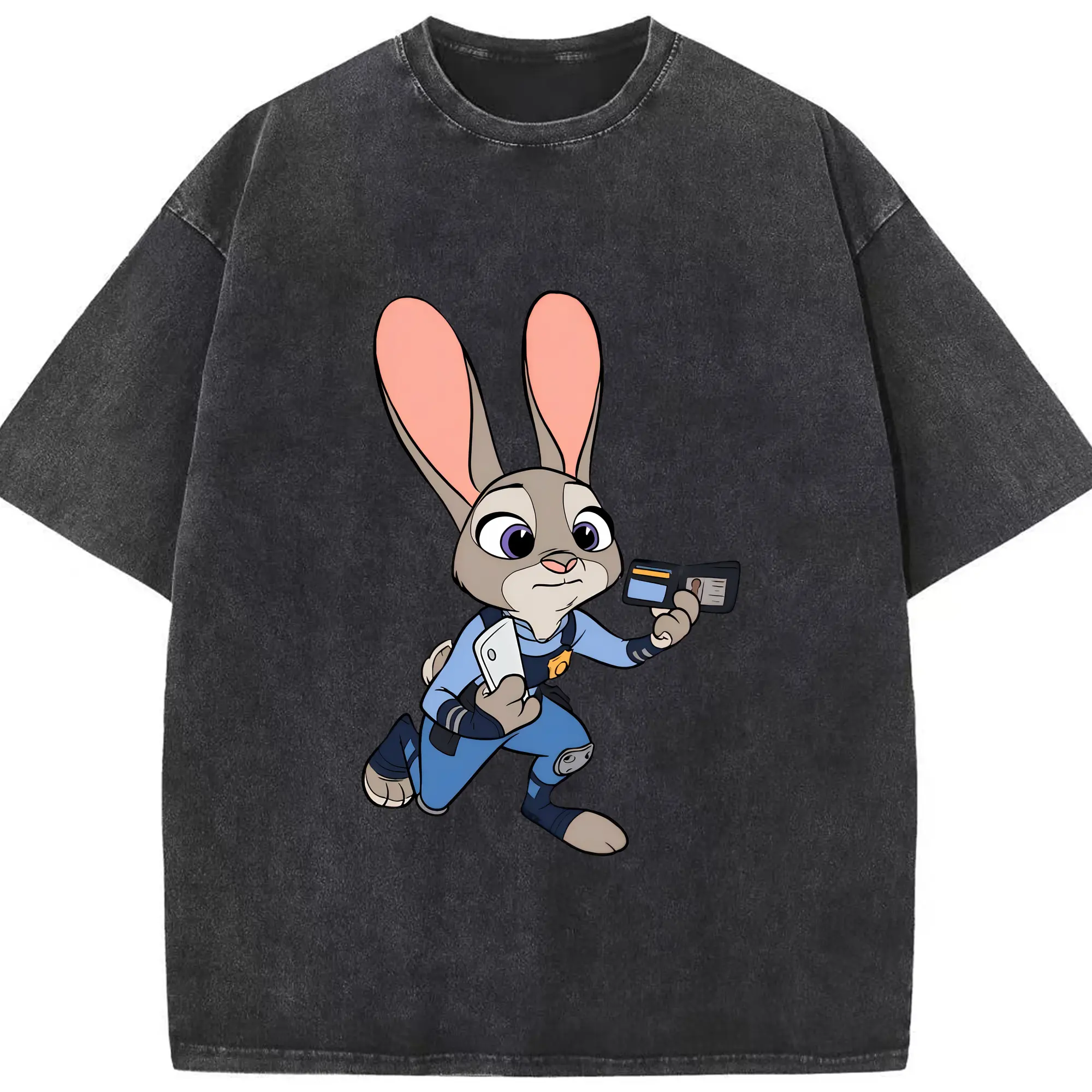 ズートピア グッズ,ジュディ・ホップス - 綿100％ ヴィンテージ風 半袖Tシャツ ・ フロントプリント ・ 柔らか肌触り ・ 通気性 快適 ・ スポーツ カジュアル 外出用