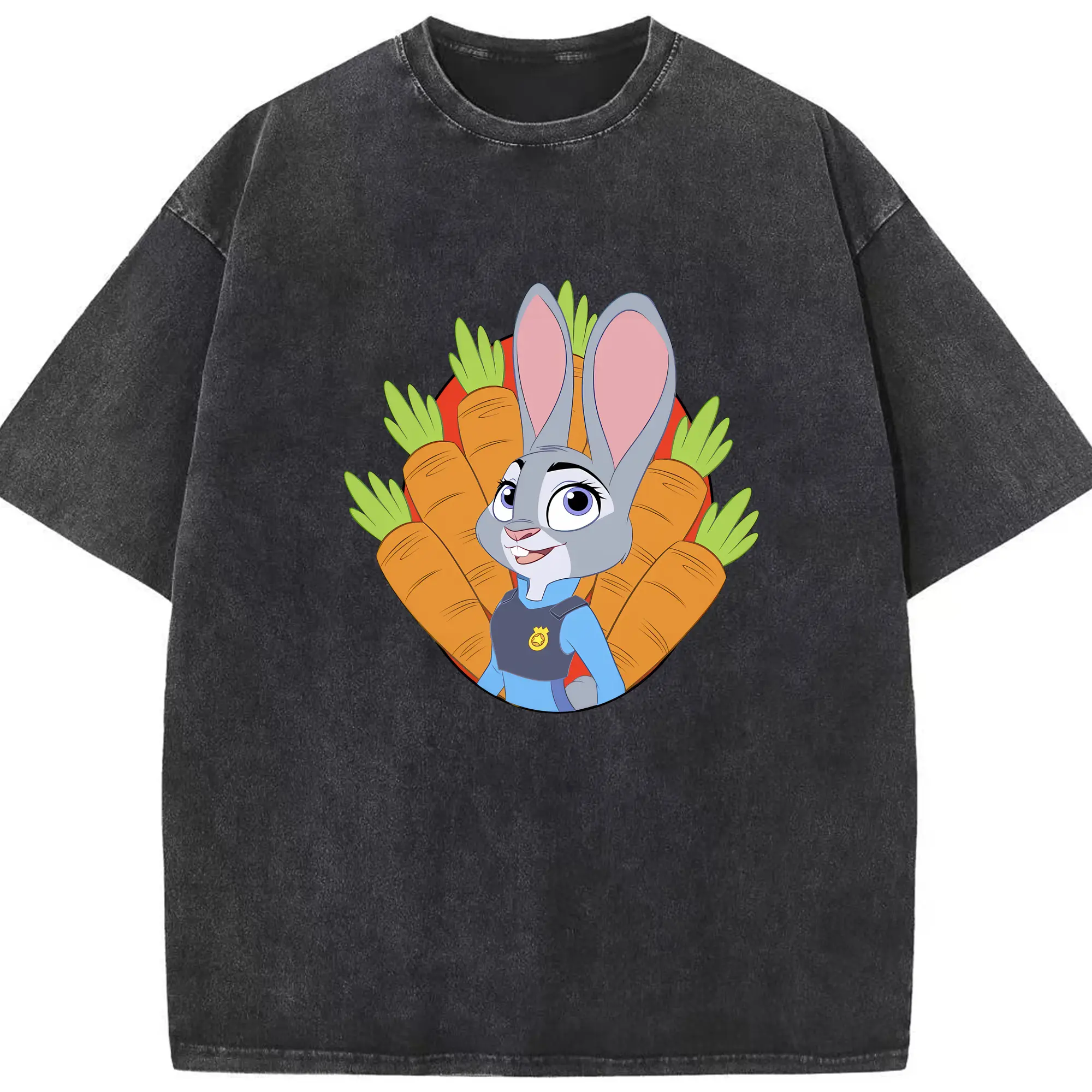 ズートピア グッズ,ジュディ・ホップス - 綿100％ ヴィンテージ風 半袖Tシャツ ・ フロントプリント ・ 柔らか肌触り ・ 通気性 快適 ・ スポーツ カジュアル 外出用