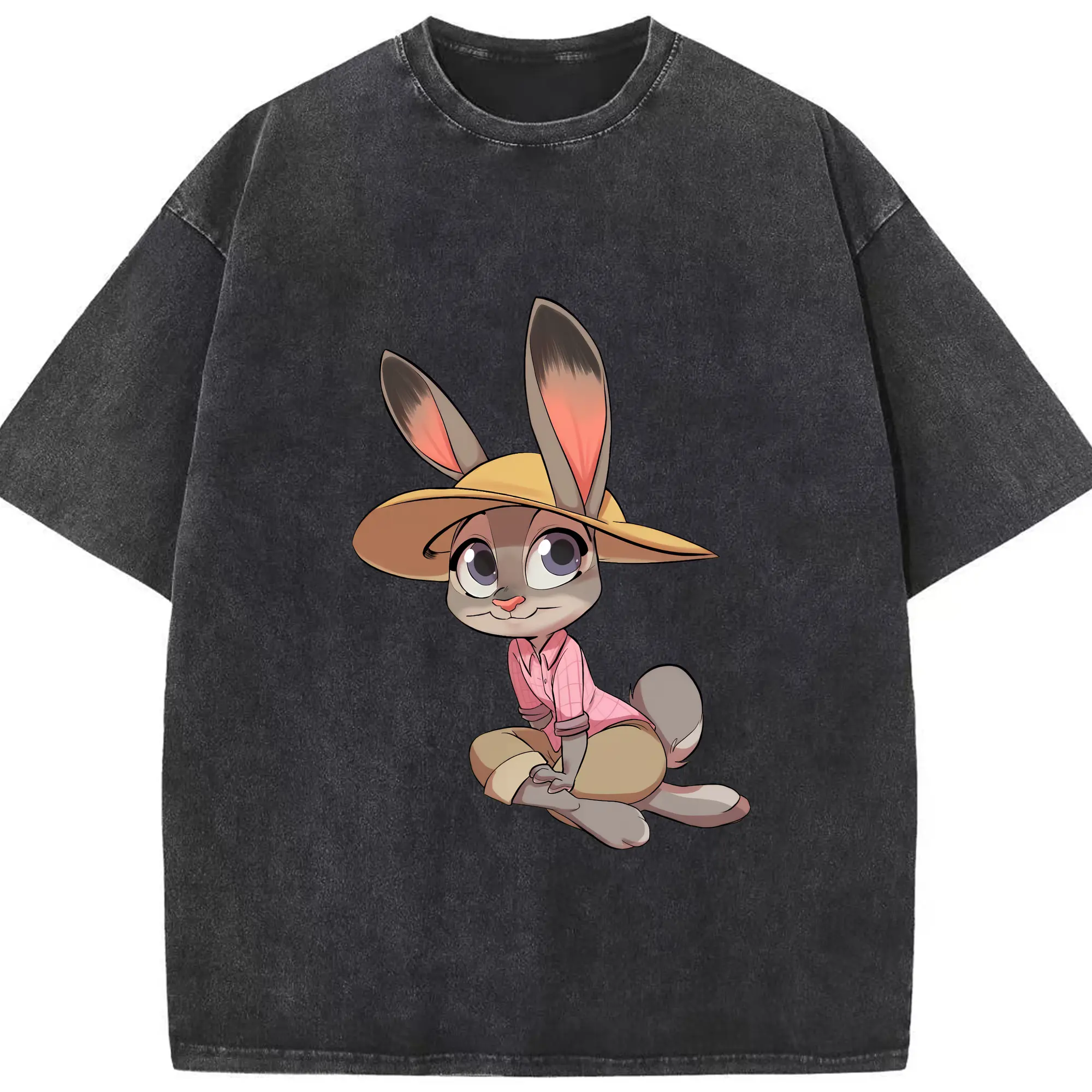 ズートピア グッズ,ジュディ・ホップス - 綿100％ ヴィンテージ風 半袖Tシャツ ・ フロントプリント ・ 柔らか肌触り ・ 通気性 快適 ・ スポーツ カジュアル 外出用