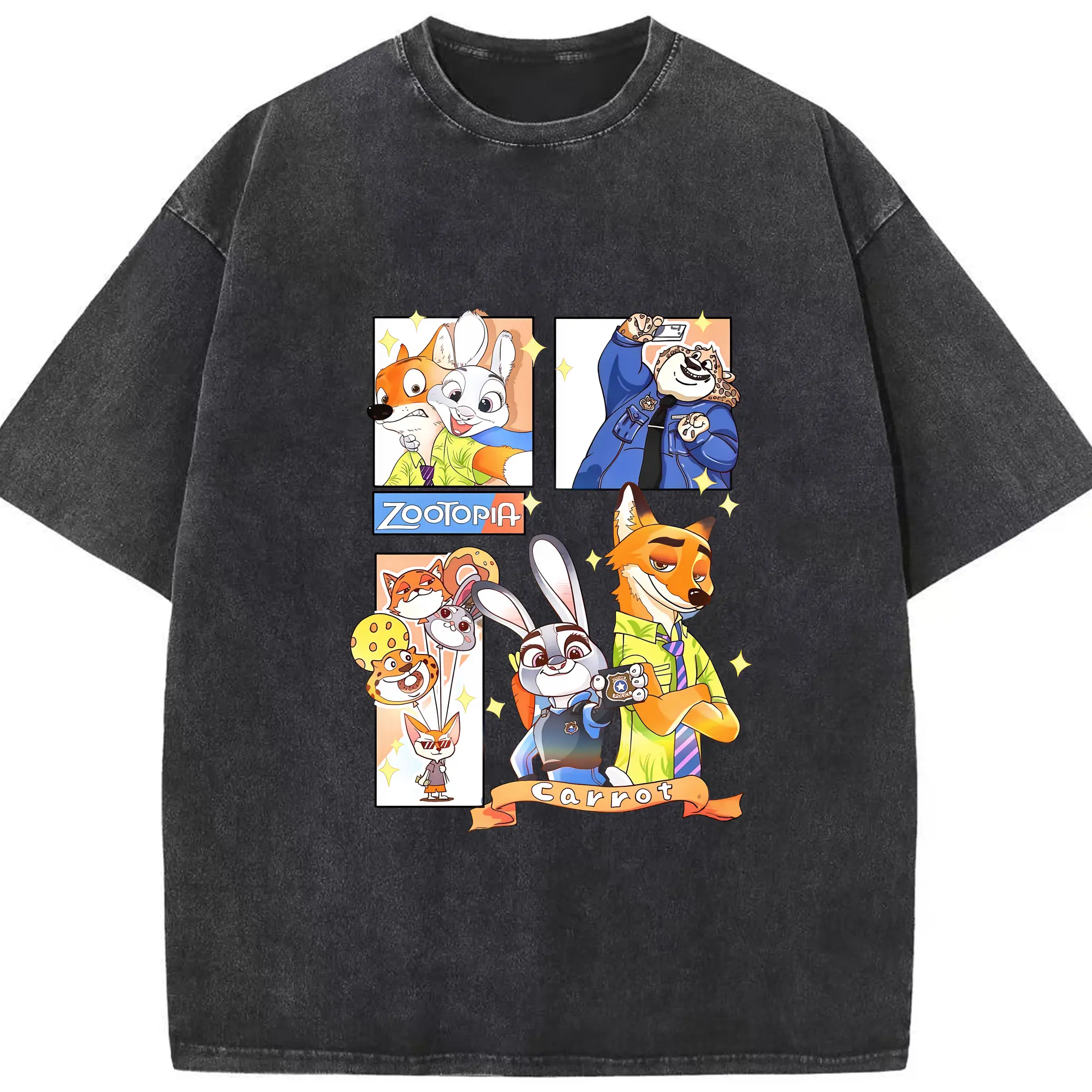 ズートピア グッズ,ジュディ・ホップス - 綿100％ ヴィンテージ風 半袖Tシャツ ・ フロントプリント ・ 柔らか肌触り ・ 通気性 快適 ・ スポーツ カジュアル 外出用