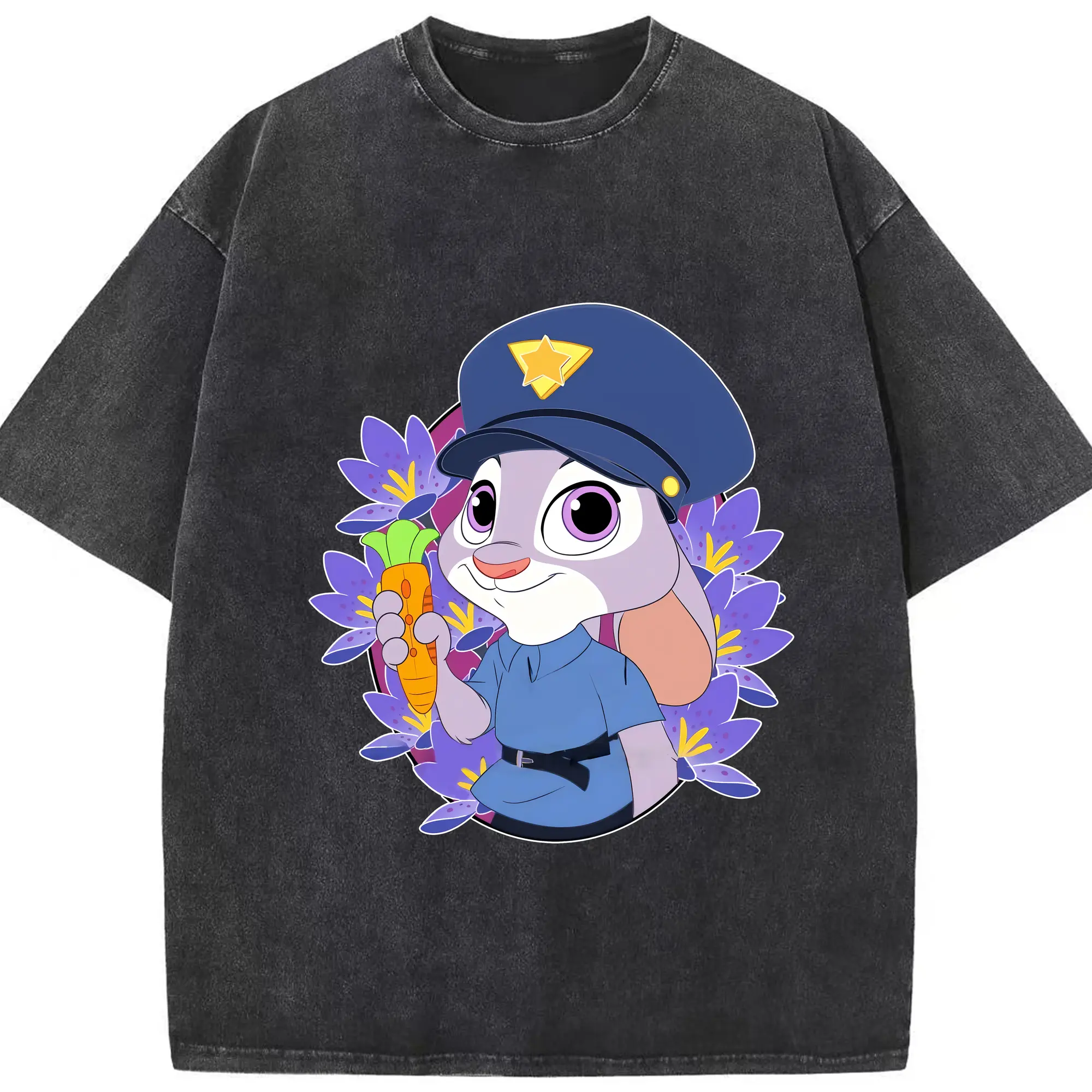 ズートピア グッズ,ジュディ・ホップス - 綿100％ ヴィンテージ風 半袖Tシャツ ・ フロントプリント ・ 柔らか肌触り ・ 通気性 快適 ・ スポーツ カジュアル 外出用