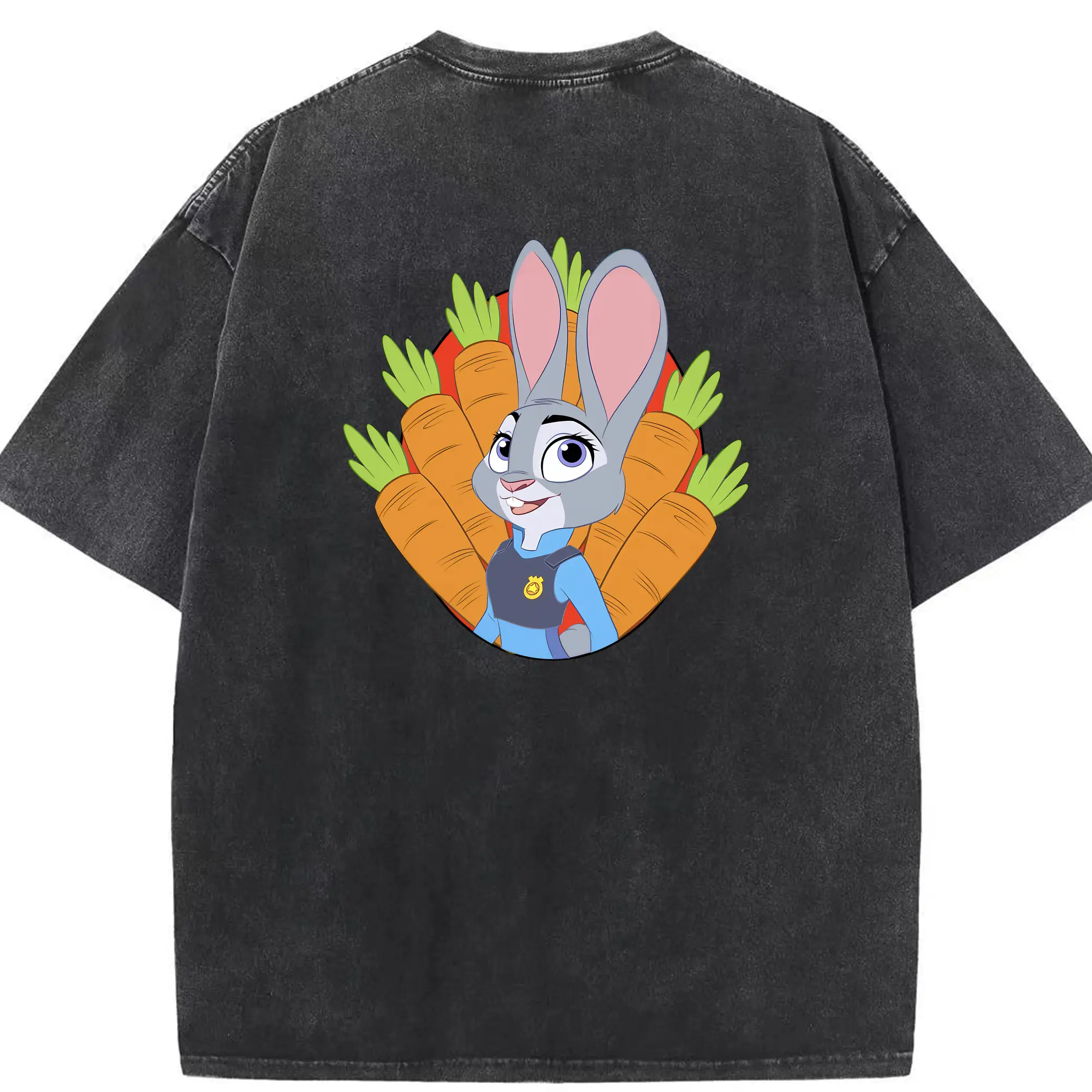 ズートピア グッズ,ジュディ・ホップス - 綿100％ ヴィンテージ風 半袖Tシャツ ・ 背面プリント ・ 柔らか肌触り ・ 通気性 快適 ・ スポーツ カジュアル 外出用