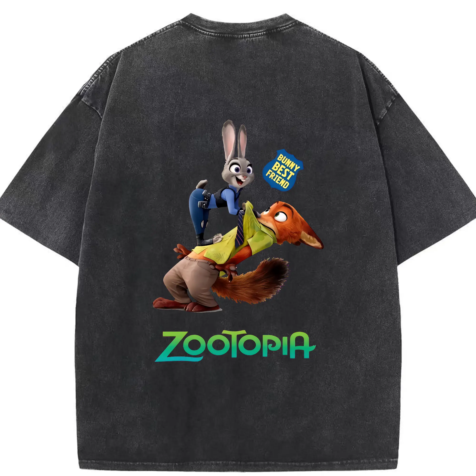 ズートピア グッズ,ジュディ・ホップス - 綿100％ ヴィンテージ風 半袖Tシャツ ・ 背面プリント ・ 柔らか肌触り ・ 通気性 快適 ・ スポーツ カジュアル 外出用