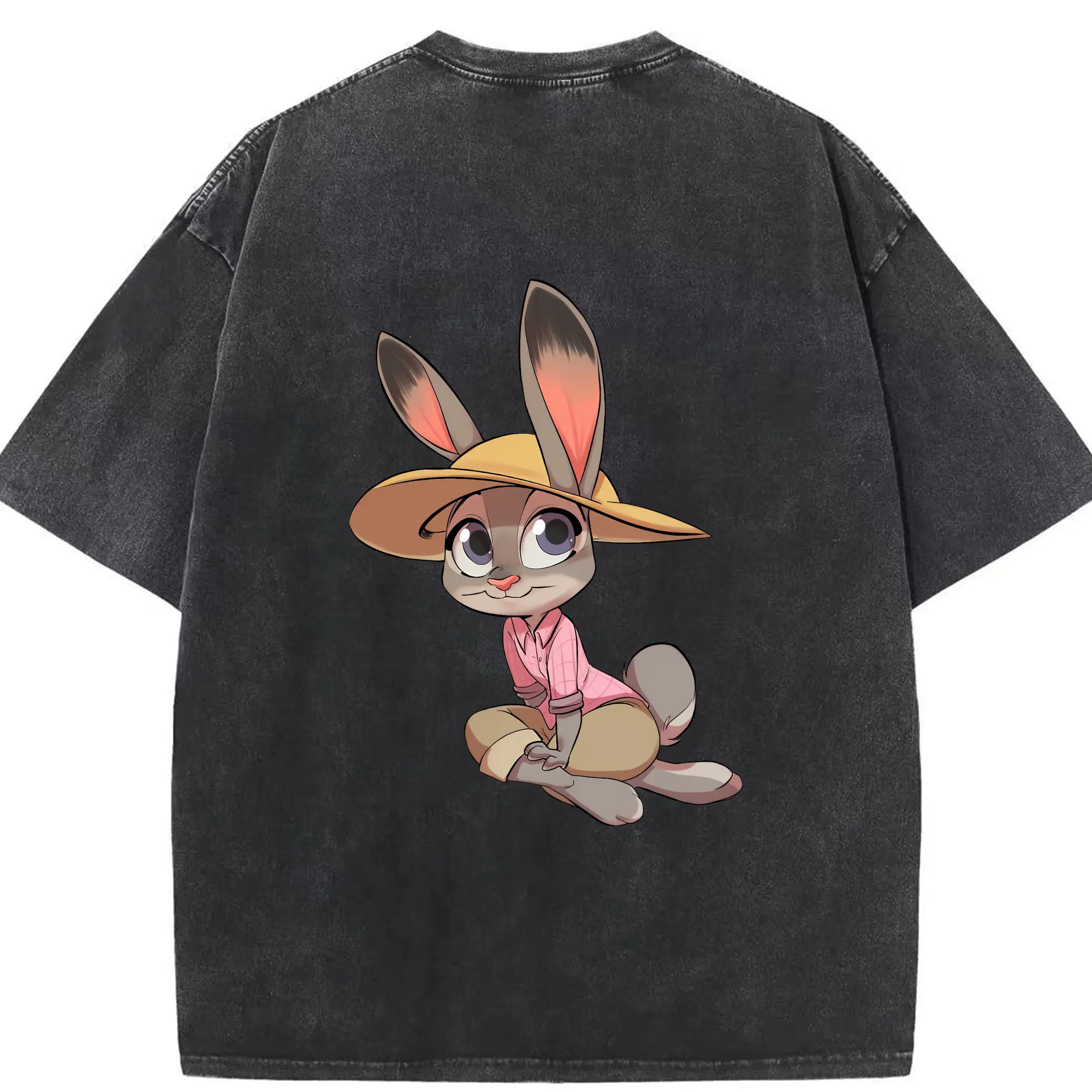 ズートピア グッズ,ジュディ・ホップス - 綿100％ ヴィンテージ風 半袖Tシャツ ・ 背面プリント ・ 柔らか肌触り ・ 通気性 快適 ・ スポーツ カジュアル 外出用