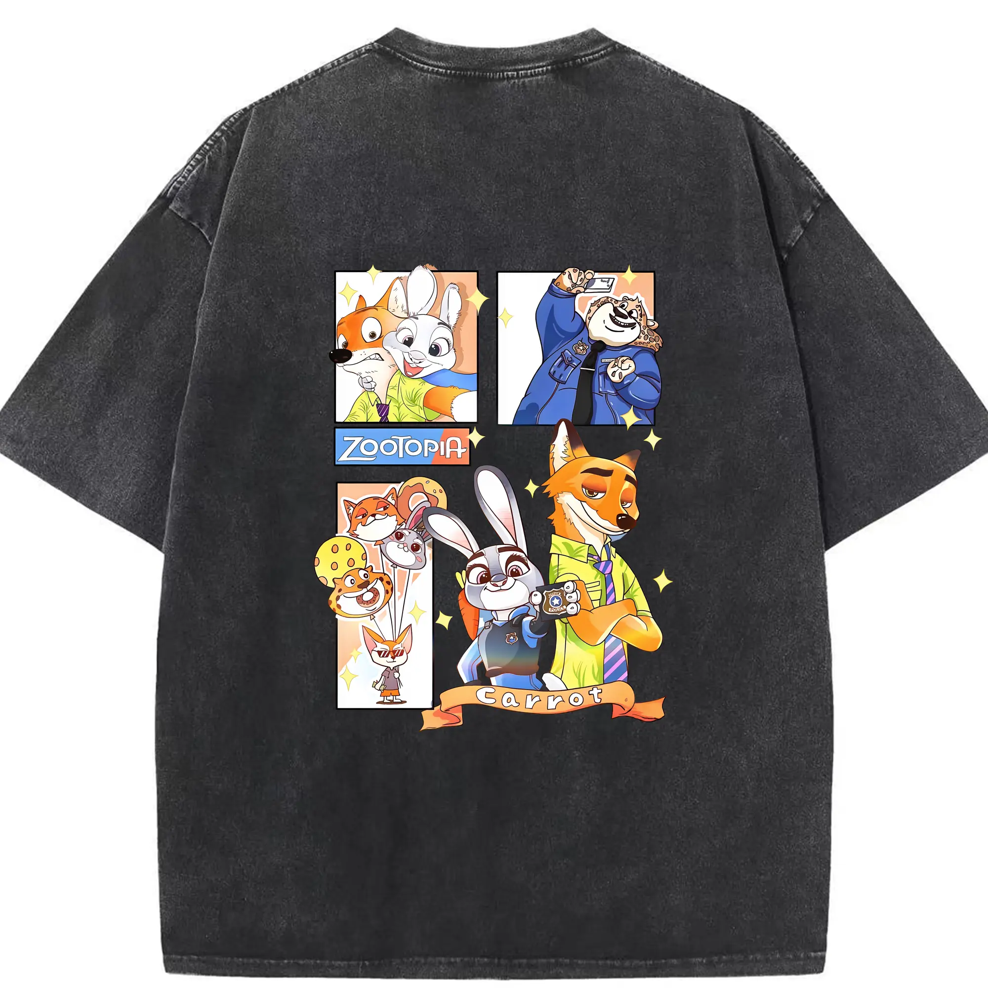 ズートピア グッズ,ジュディ・ホップス - 綿100％ ヴィンテージ風 半袖Tシャツ ・ 背面プリント ・ 柔らか肌触り ・ 通気性 快適 ・ スポーツ カジュアル 外出用