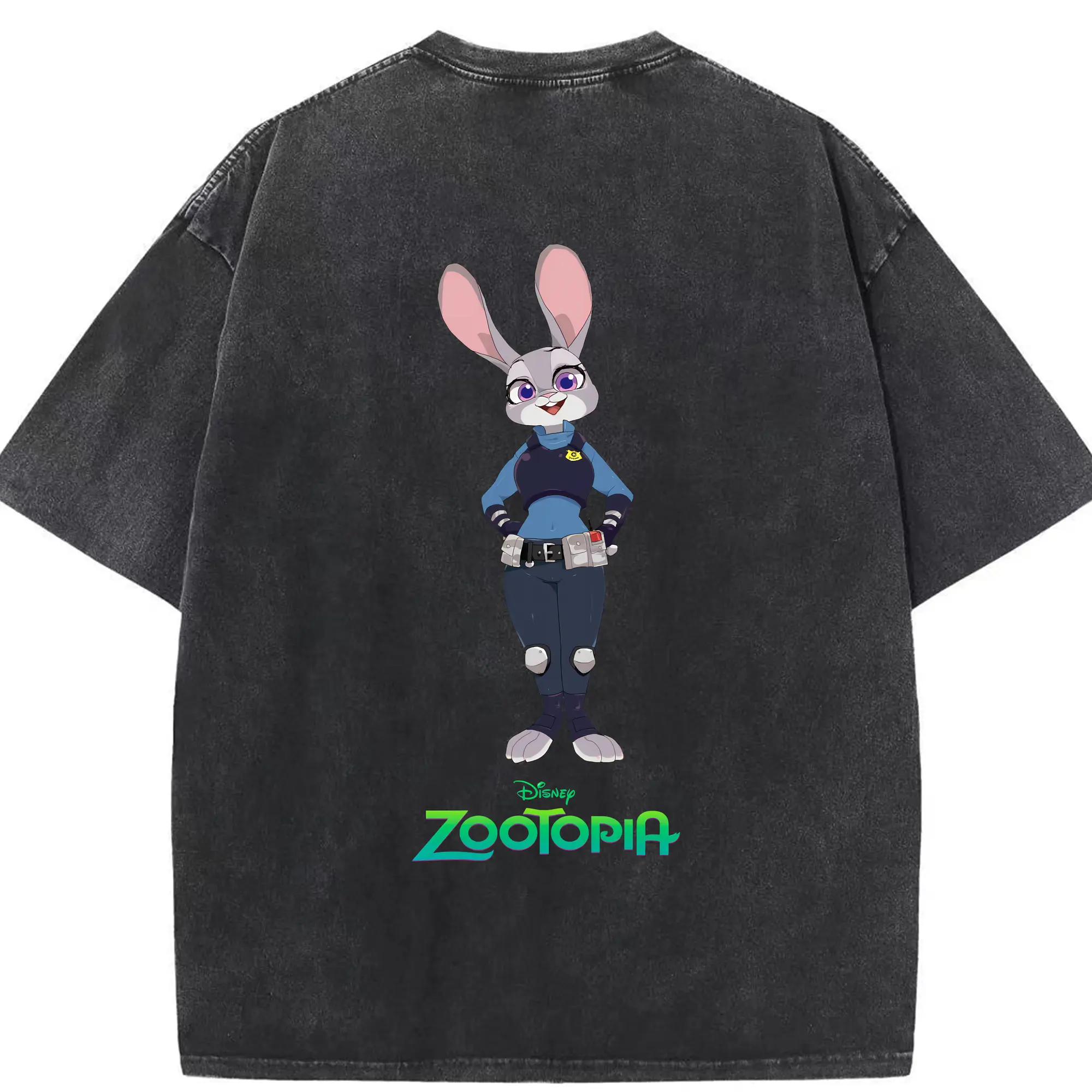 ズートピア グッズ,ジュディ・ホップス - 綿100％ ヴィンテージ風 半袖Tシャツ ・ 背面プリント ・ 柔らか肌触り ・ 通気性 快適 ・ スポーツ カジュアル 外出用