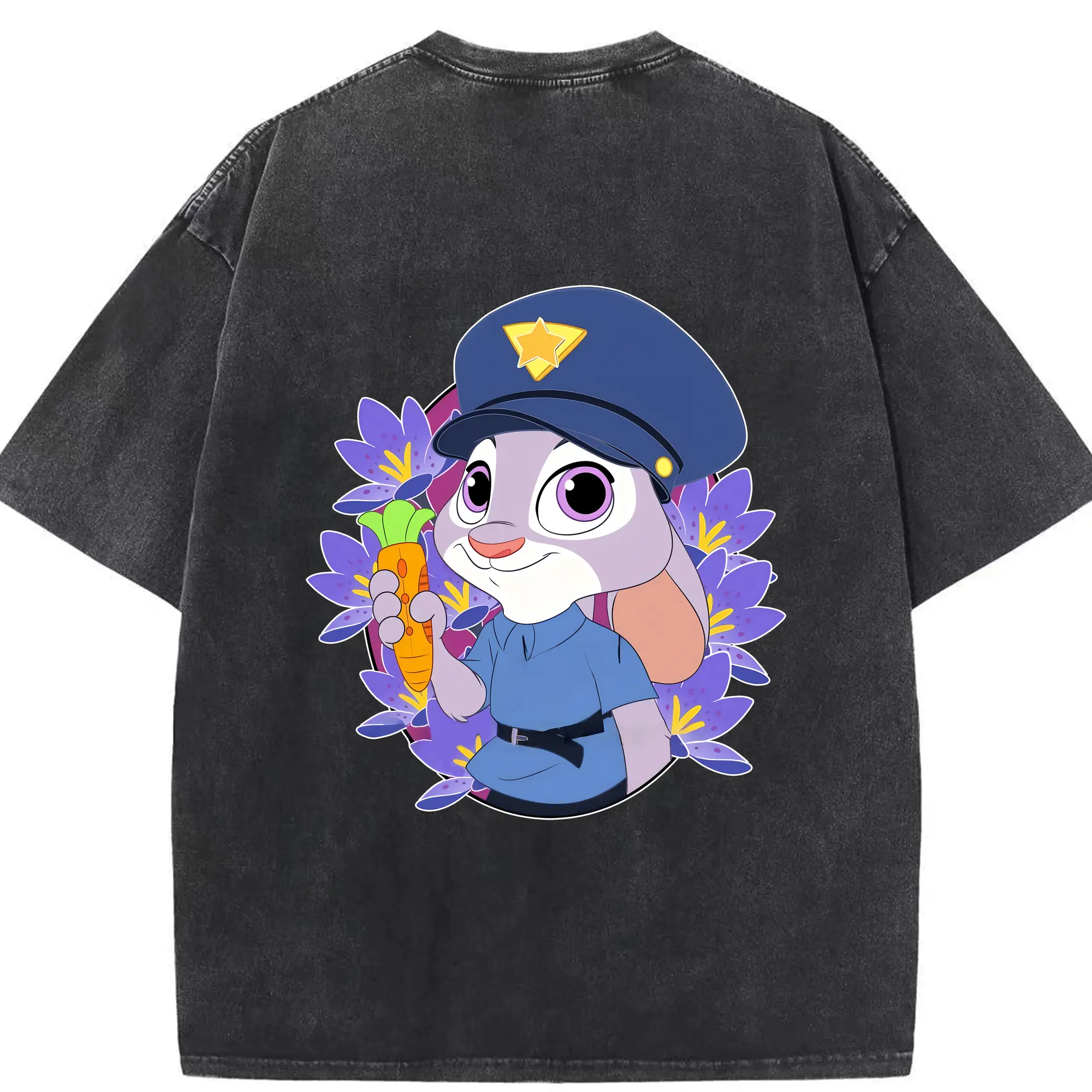 ズートピア グッズ,ジュディ・ホップス - 綿100％ ヴィンテージ風 半袖Tシャツ ・ 背面プリント ・ 柔らか肌触り ・ 通気性 快適 ・ スポーツ カジュアル 外出用