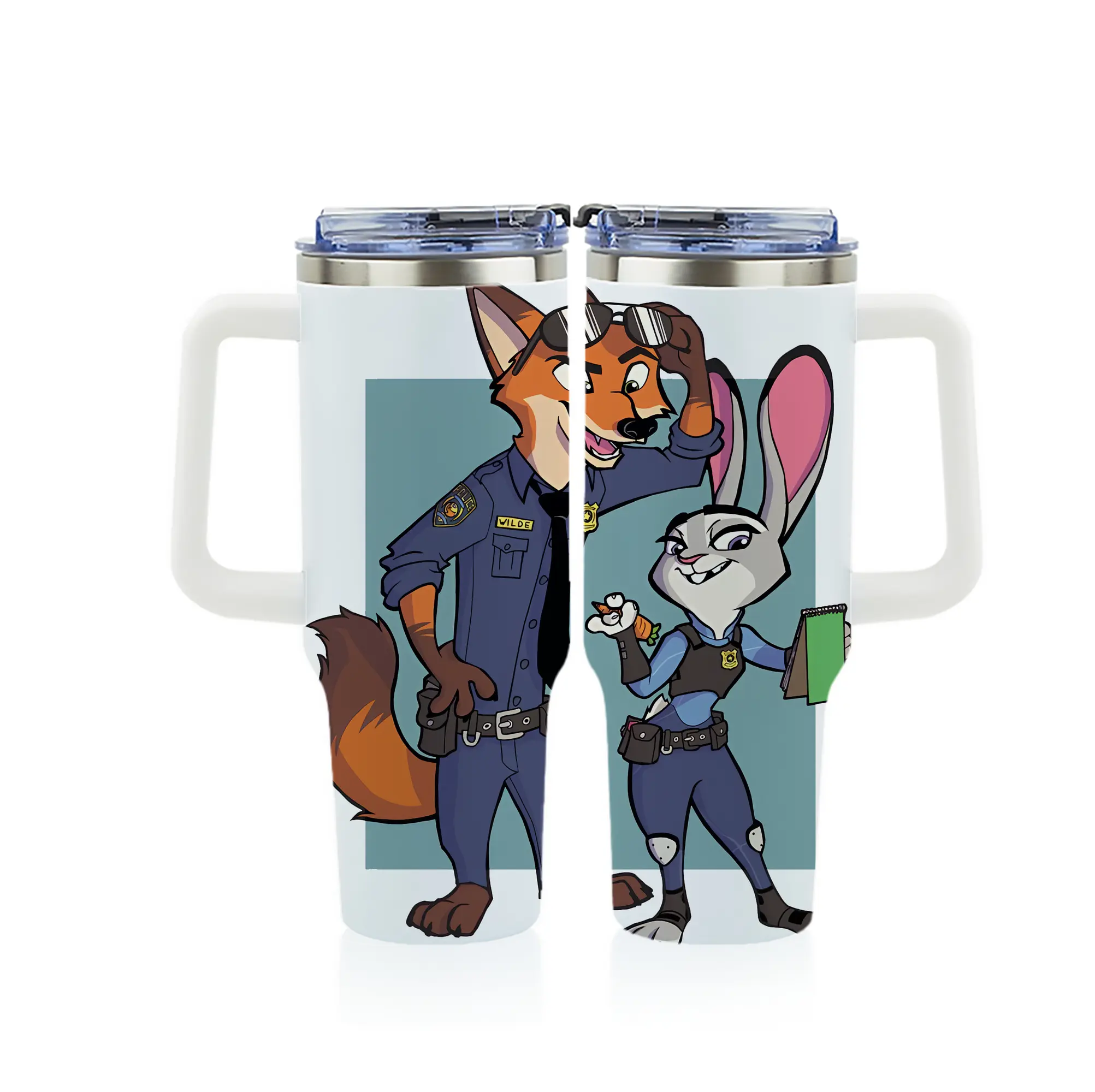 ズートピア グッズ,ニック・ワイルド - 1200mL フルプリント車用タンブラー ・ 304ステンレス 内側 ・ 201ステンレス 外側 ・ 保温 保冷 ・ 通勤 ドライブ アウトドア用