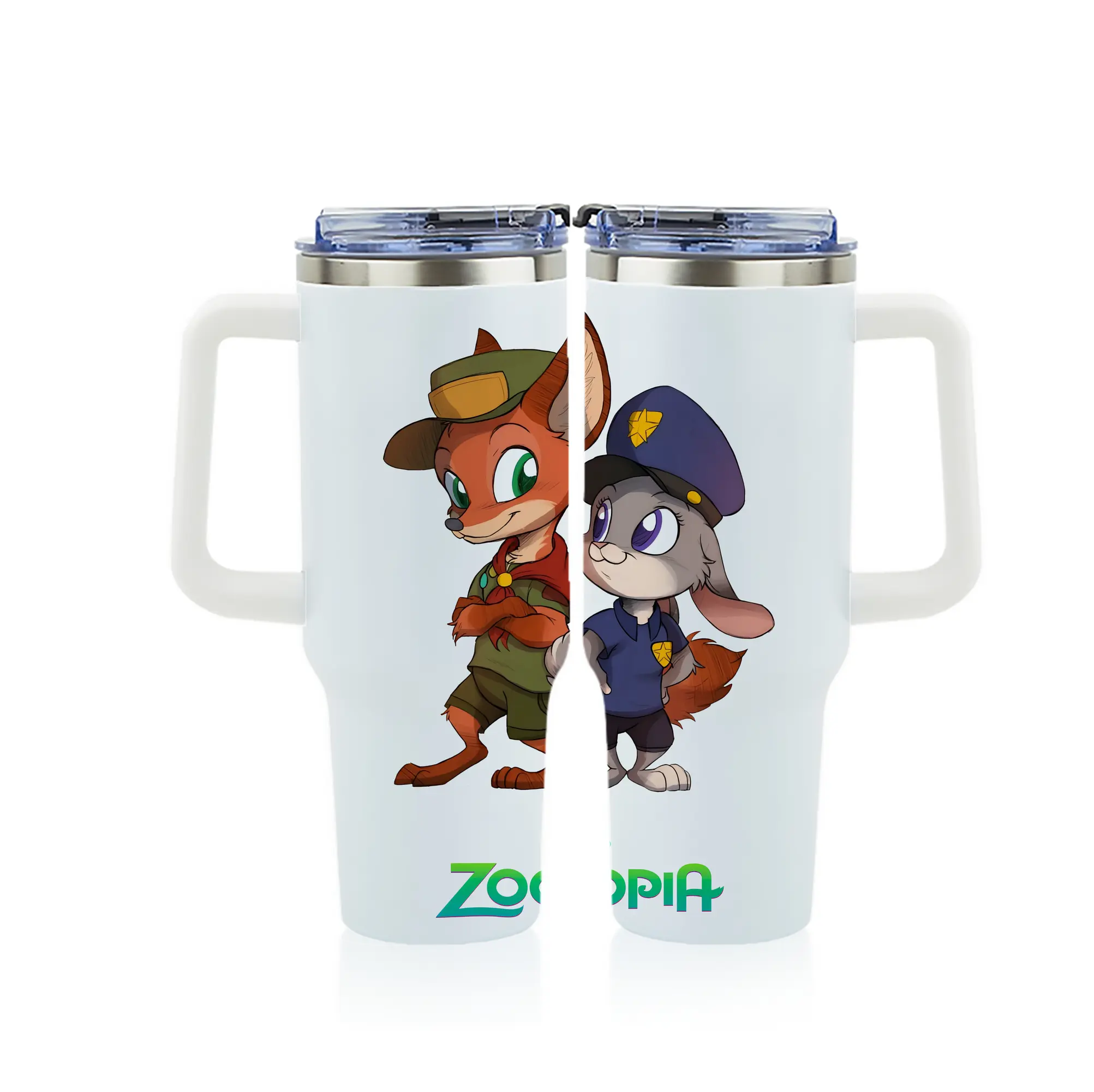 ズートピア グッズ,ニック・ワイルド - 1200mL フルプリント車用タンブラー ・ 304ステンレス 内側 ・ 201ステンレス 外側 ・ 保温 保冷 ・ 通勤 ドライブ アウトドア用