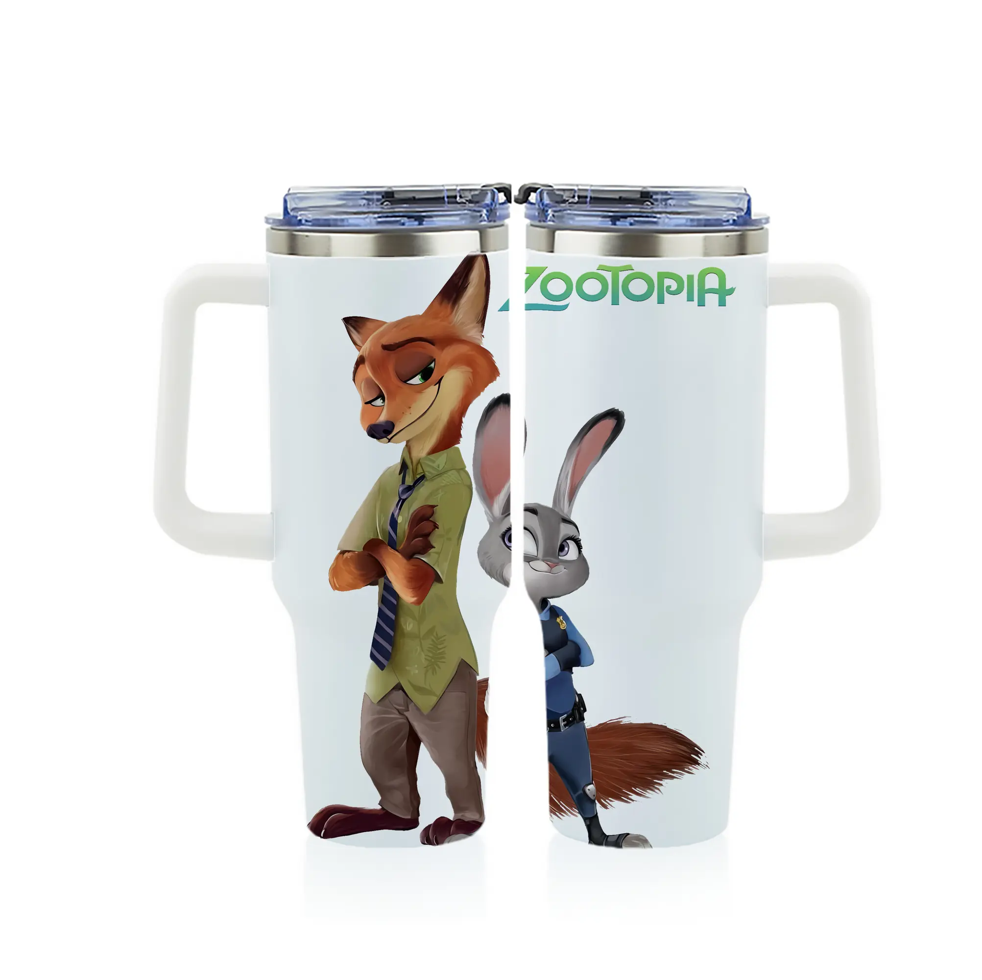 ズートピア グッズ,ニック・ワイルド - 1200mL フルプリント車用タンブラー ・ 304ステンレス 内側 ・ 201ステンレス 外側 ・ 保温 保冷 ・ 通勤 ドライブ アウトドア用