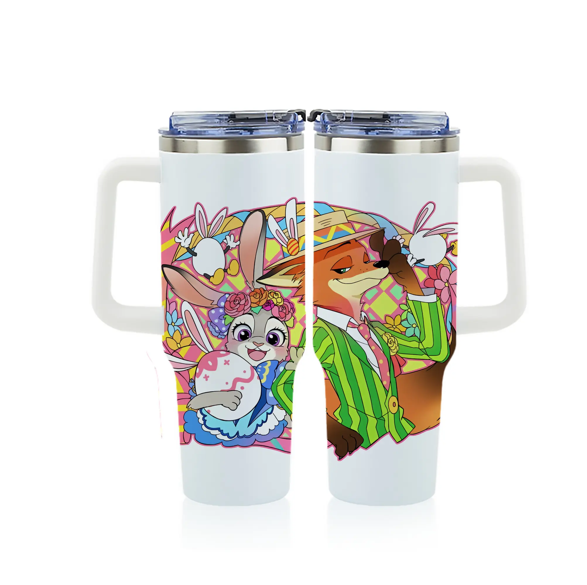 ズートピア グッズ,ニック・ワイルド - 1200mL フルプリント車用タンブラー ・ 304ステンレス 内側 ・ 201ステンレス 外側 ・ 保温 保冷 ・ 通勤 ドライブ アウトドア用