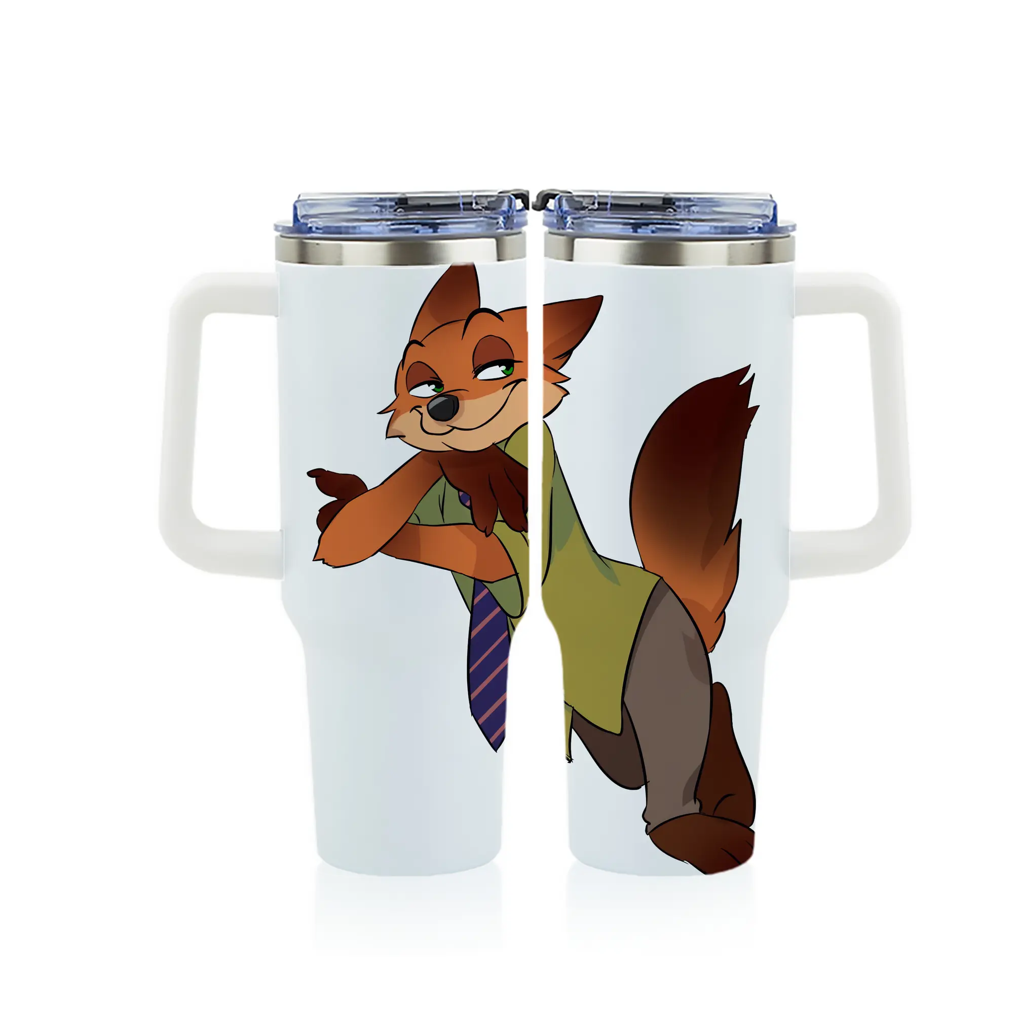 ズートピア グッズ,ニック・ワイルド - 1200mL フルプリント車用タンブラー ・ 304ステンレス 内側 ・ 201ステンレス 外側 ・ 保温 保冷 ・ 通勤 ドライブ アウトドア用