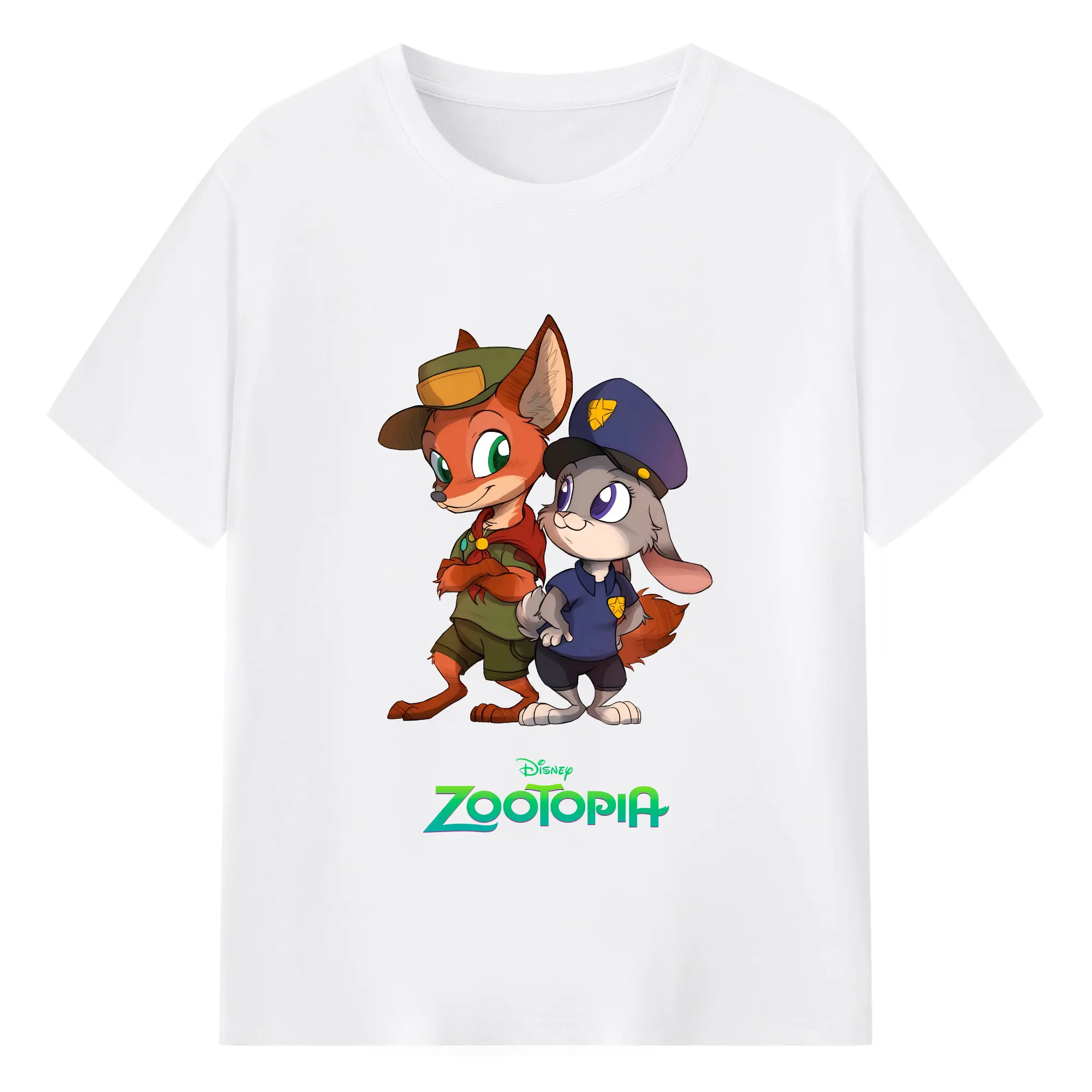 ズートピア グッズ,ニック・ワイルド - 綿100％ 半袖Tシャツ ・ フロントプリント ・ 快適 通気性 ・ 日常使い 散歩 スポーツ用