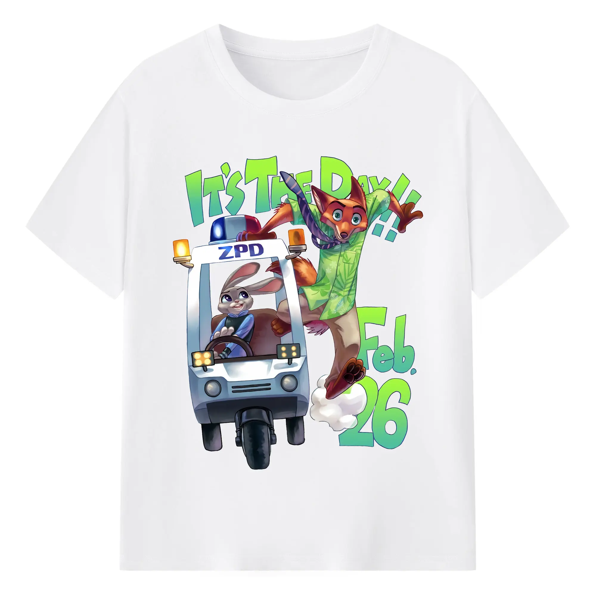 ズートピア グッズ,ニック・ワイルド - 綿100％ 半袖Tシャツ ・ フロントプリント ・ 快適 通気性 ・ 日常使い 散歩 スポーツ用