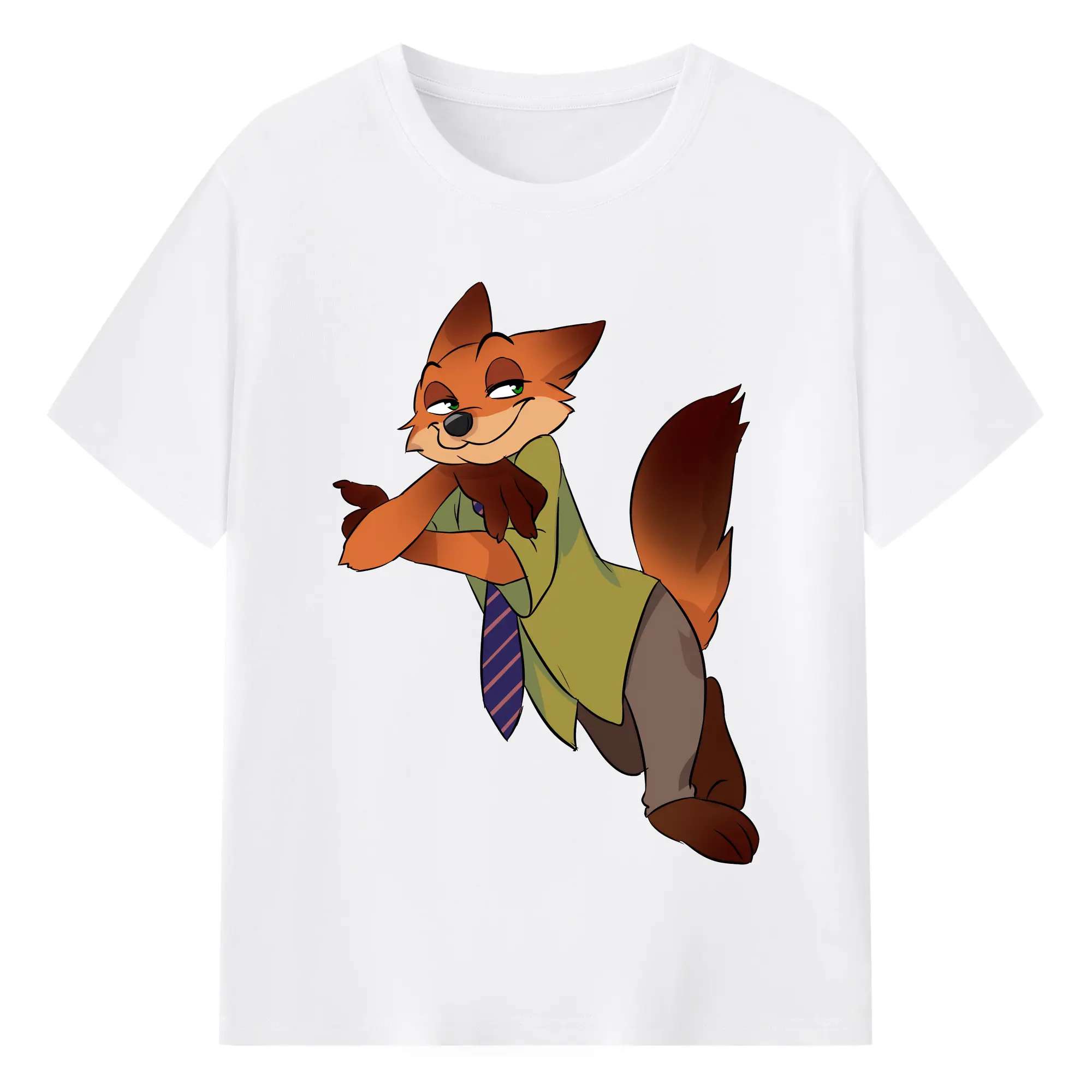 ズートピア グッズ,ニック・ワイルド - 綿100％ 半袖Tシャツ ・ フロントプリント ・ 快適 通気性 ・ 日常使い 散歩 スポーツ用