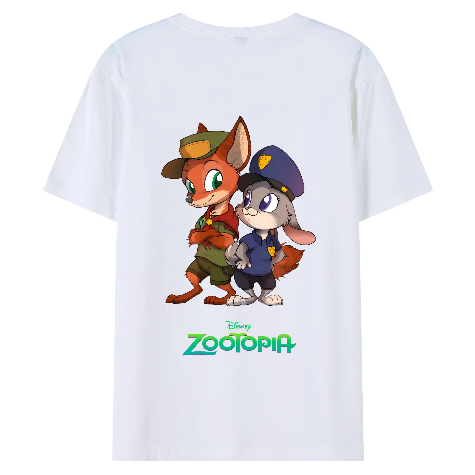 ズートピア グッズ,ニック・ワイルド - 綿100％ 半袖Tシャツ ・ バックプリント ・ 快適 通気性 ・ 日常使い 散歩 スポーツ用