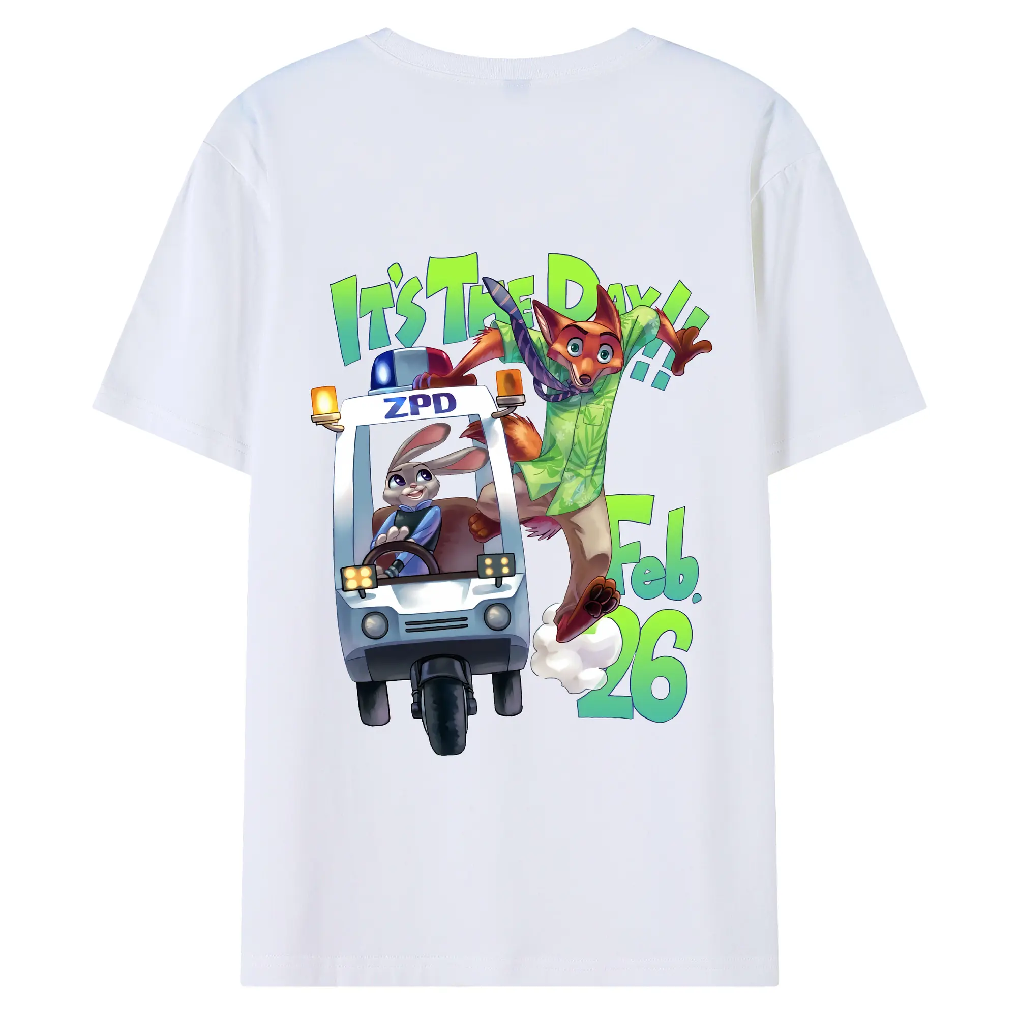 ズートピア グッズ,ニック・ワイルド - 綿100％ 半袖Tシャツ ・ バックプリント ・ 快適 通気性 ・ 日常使い 散歩 スポーツ用