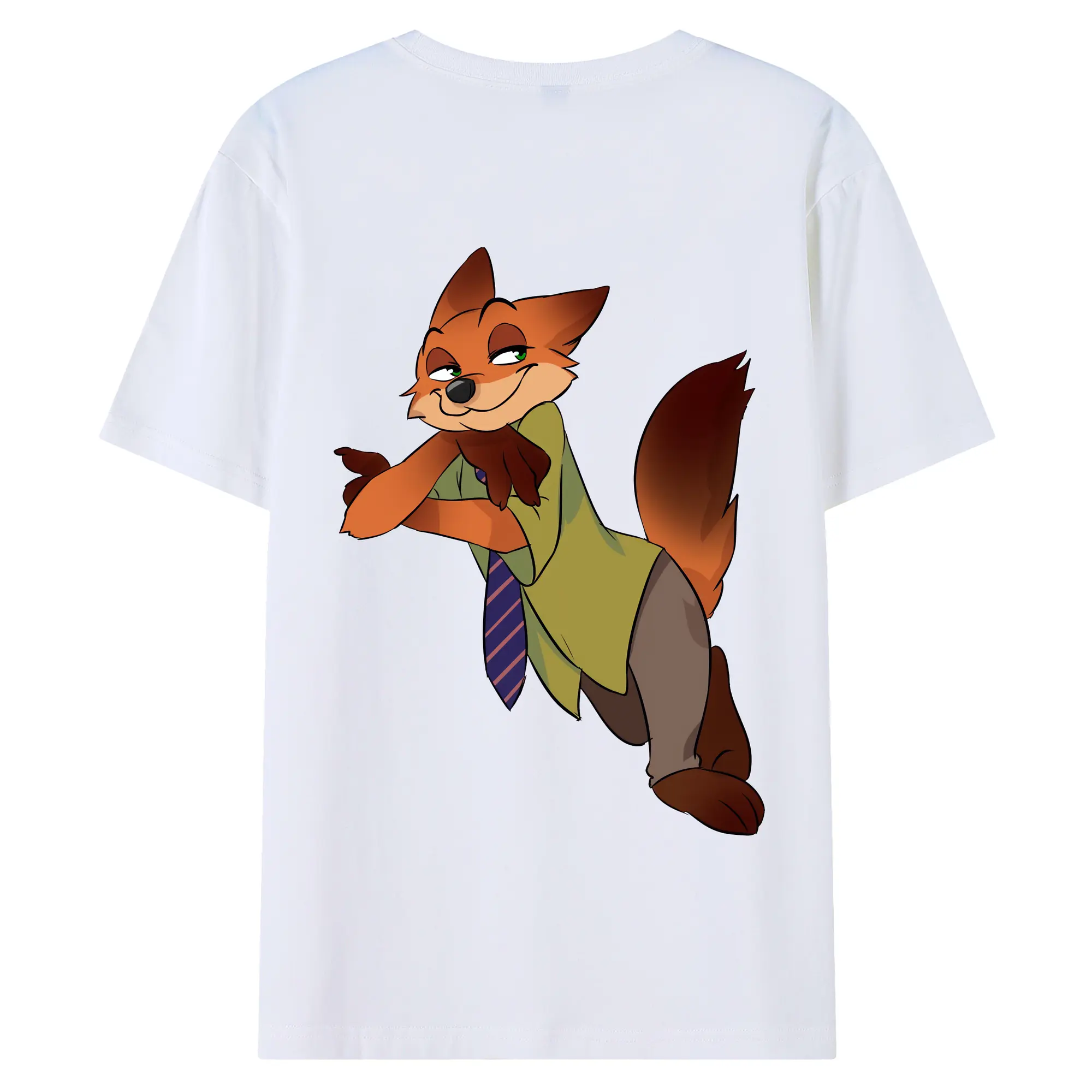 ズートピア グッズ,ニック・ワイルド - 綿100％ 半袖Tシャツ ・ バックプリント ・ 快適 通気性 ・ 日常使い 散歩 スポーツ用