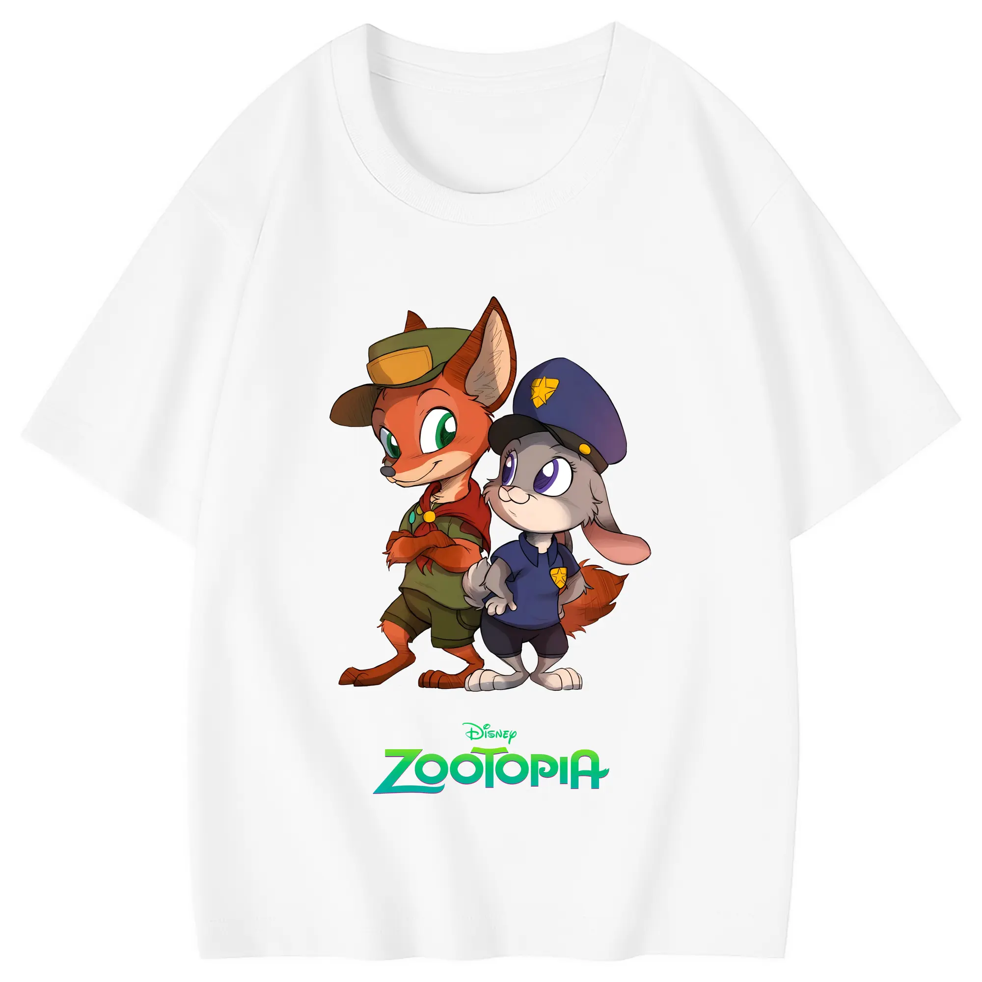 ズートピア グッズ,ニック・ワイルド - 綿100％ キッズTシャツ ・ フロントプリント ・ 快適 通気性 ・ スポーツ カジュアル 散歩用