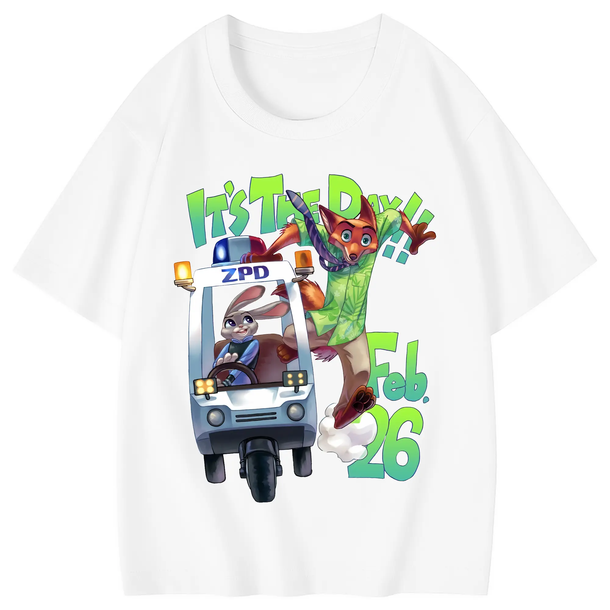 ズートピア グッズ,ニック・ワイルド - 綿100％ キッズTシャツ ・ フロントプリント ・ 快適 通気性 ・ スポーツ カジュアル 散歩用