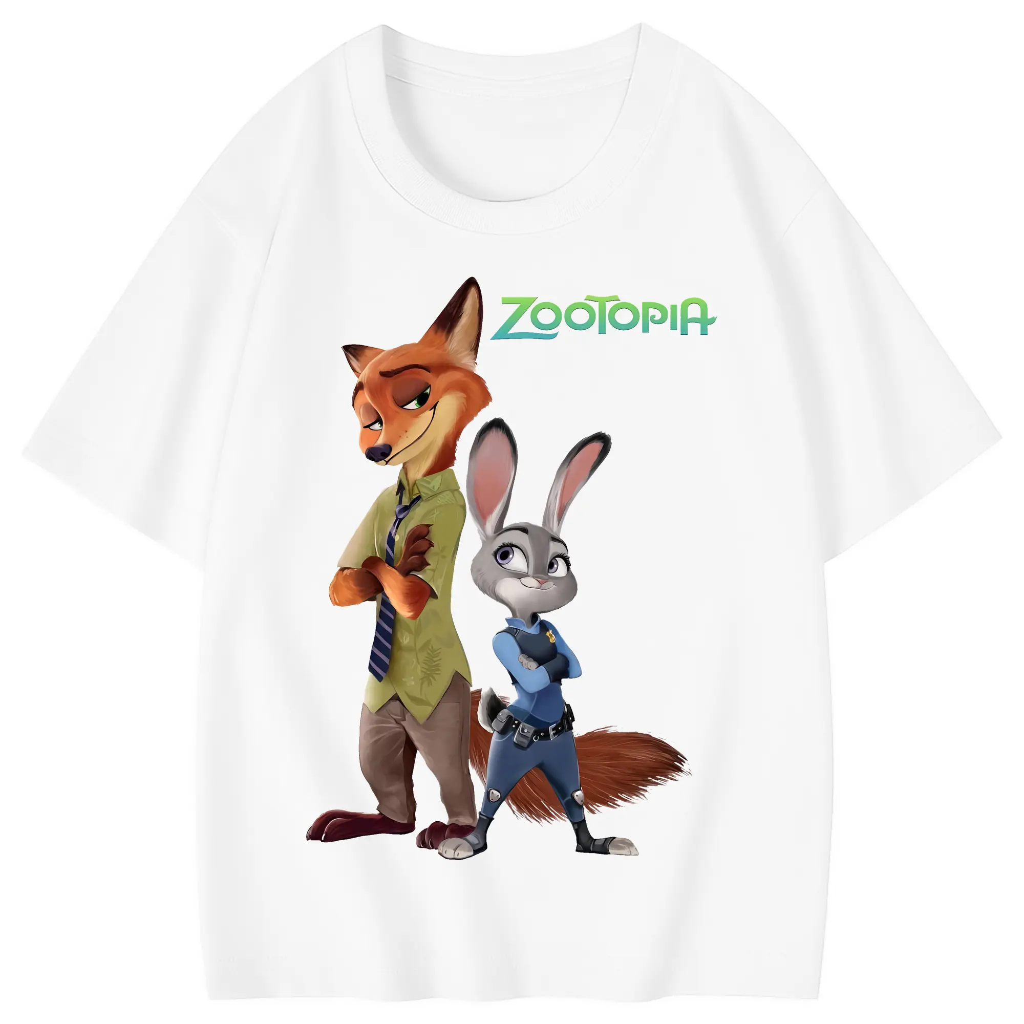 ズートピア グッズ,ニック・ワイルド - 綿100％ キッズTシャツ ・ フロントプリント ・ 快適 通気性 ・ スポーツ カジュアル 散歩用