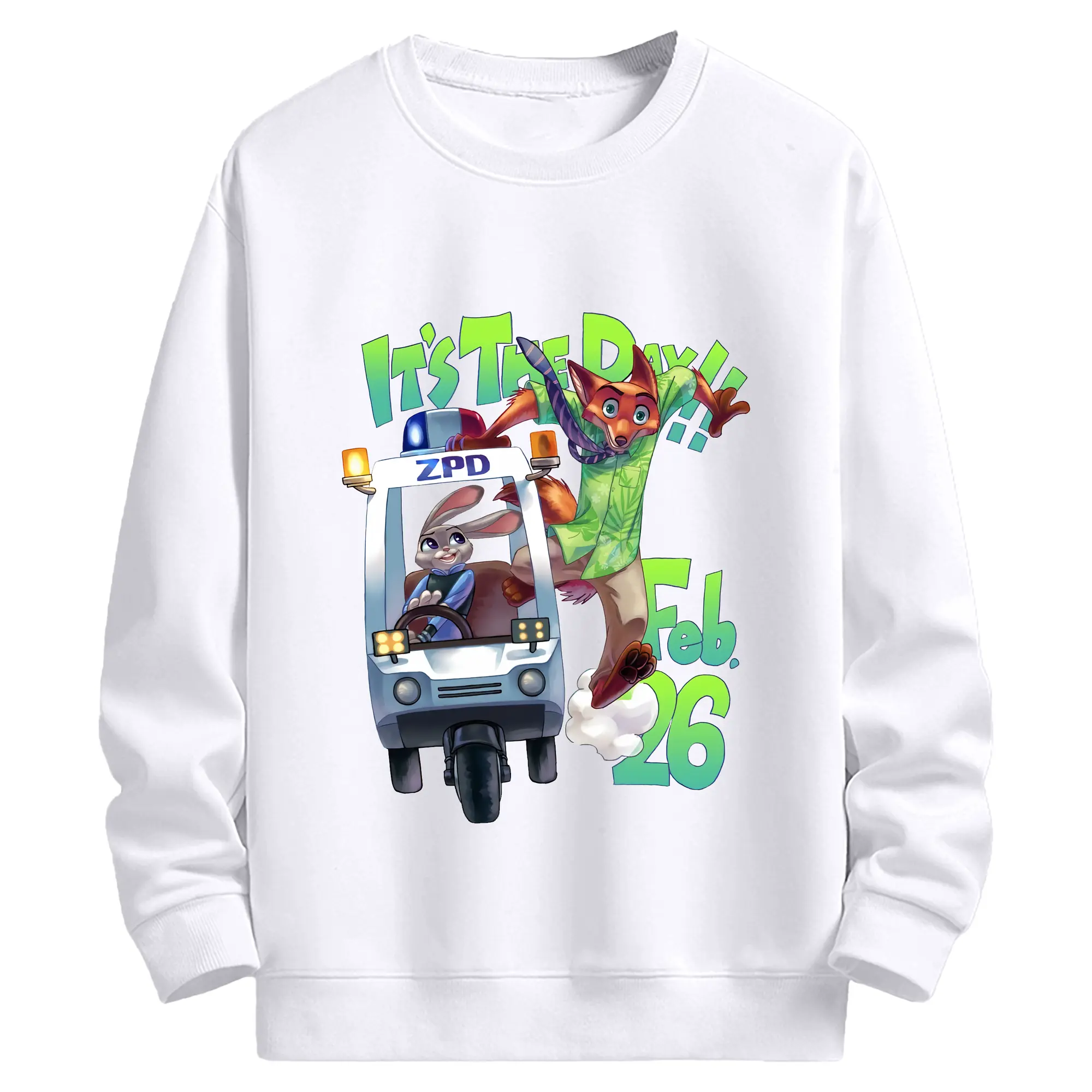 ズートピア グッズ,ニック・ワイルド - 高品質 クルーネック スウェット ・ コットン59％ ポリエステル41％ ・ ユニセックス 長袖 トレーナー ・ カジュアル デイリー スポーツ 散歩用