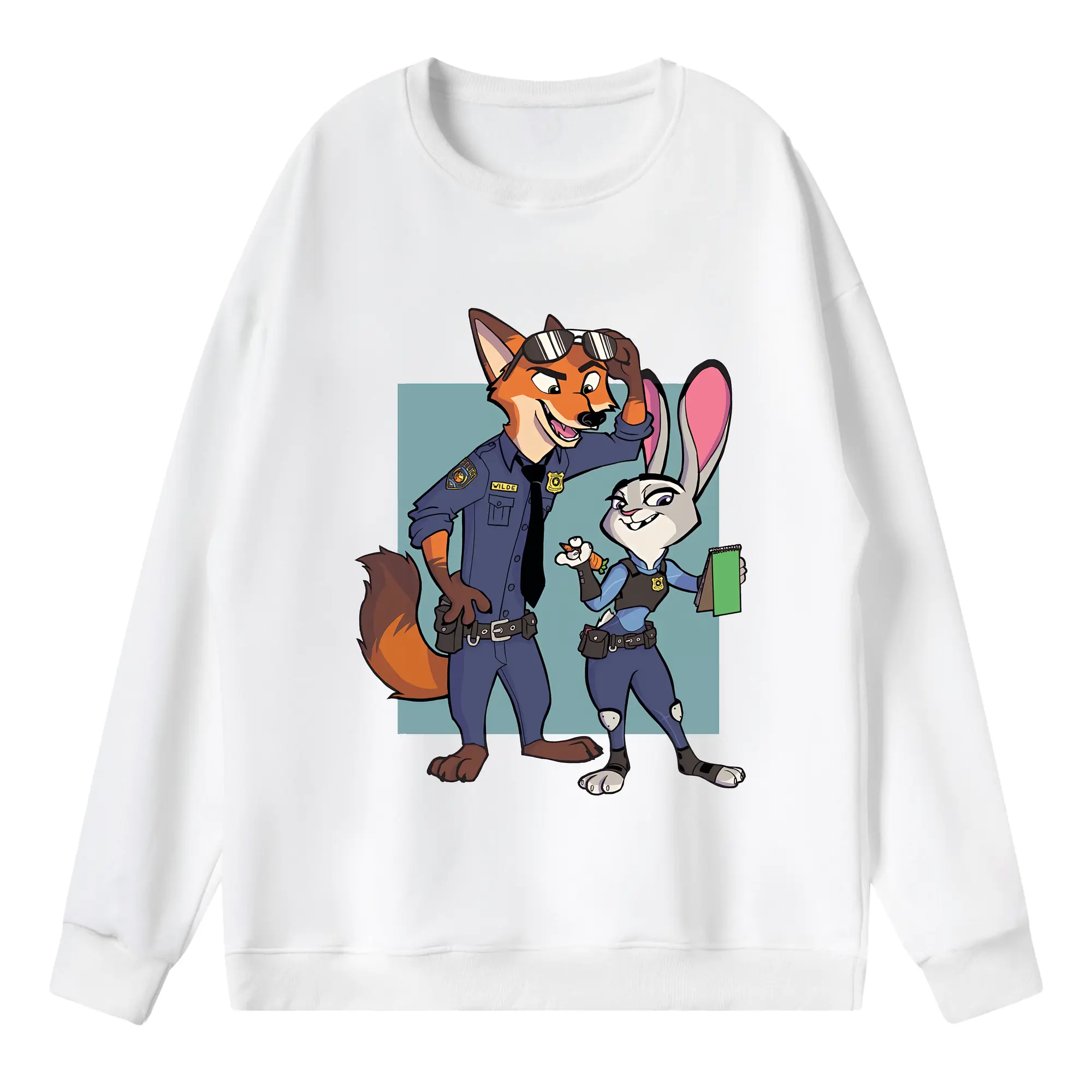 ズートピア グッズ,ニック・ワイルド - 薄手 クルーネック スウェット 裏毛260g · ポリエステル 春秋向け カジュアル 男女兼用 · トレーナー デイリー スポーツ 散歩に最適