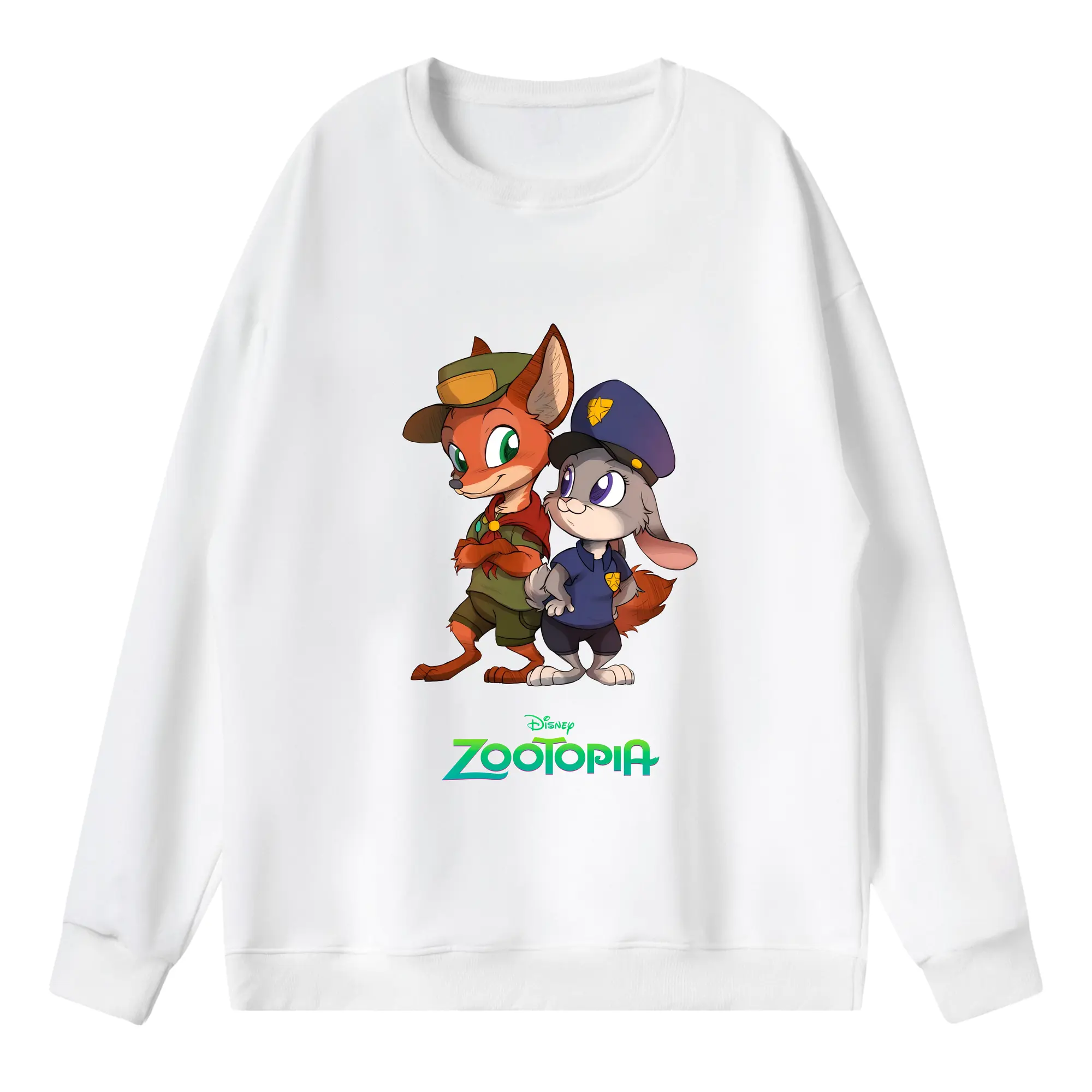 ズートピア グッズ,ニック・ワイルド - 薄手 クルーネック スウェット 裏毛260g · ポリエステル 春秋向け カジュアル 男女兼用 · トレーナー デイリー スポーツ 散歩に最適