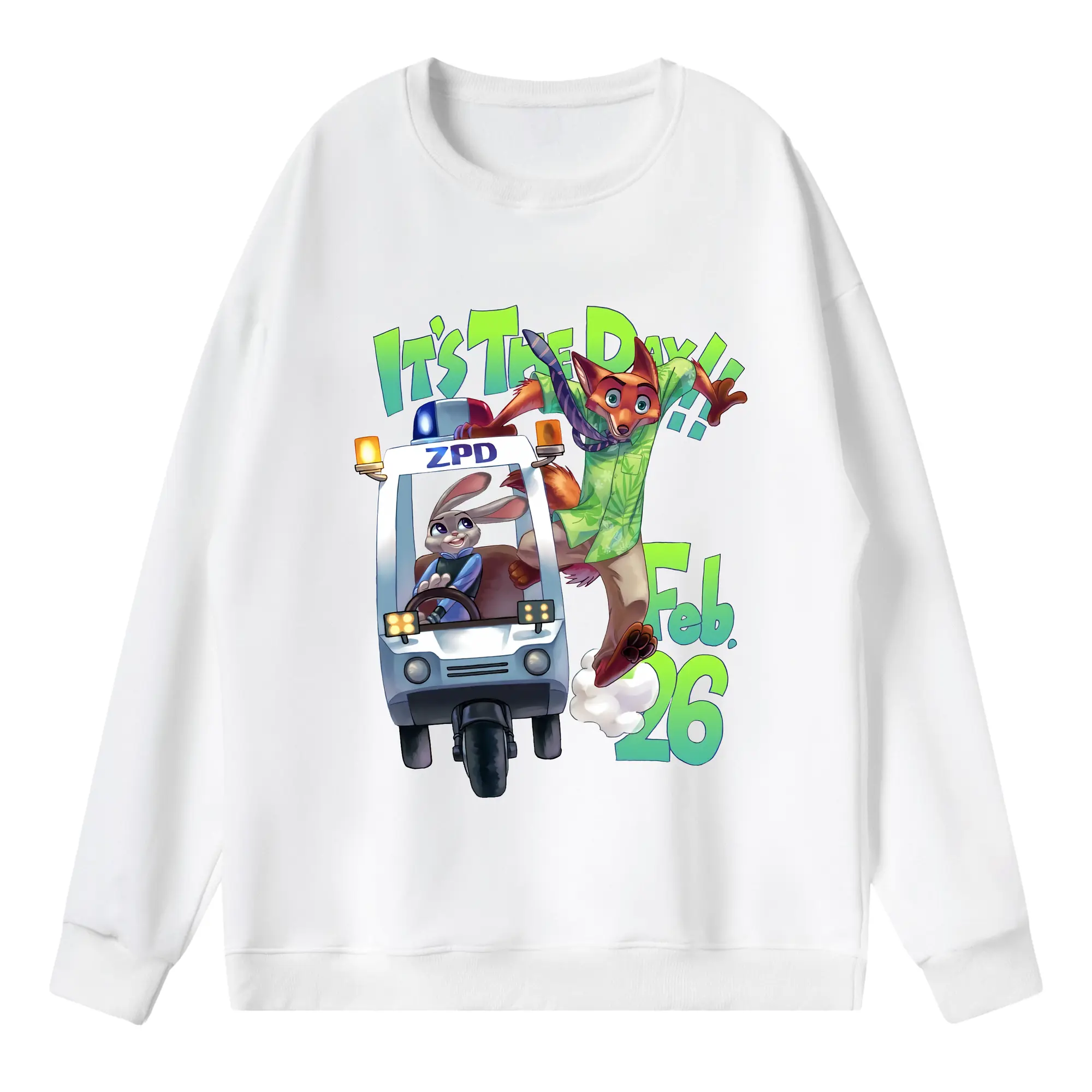 ズートピア グッズ,ニック・ワイルド - 薄手 クルーネック スウェット 裏毛260g · ポリエステル 春秋向け カジュアル 男女兼用 · トレーナー デイリー スポーツ 散歩に最適