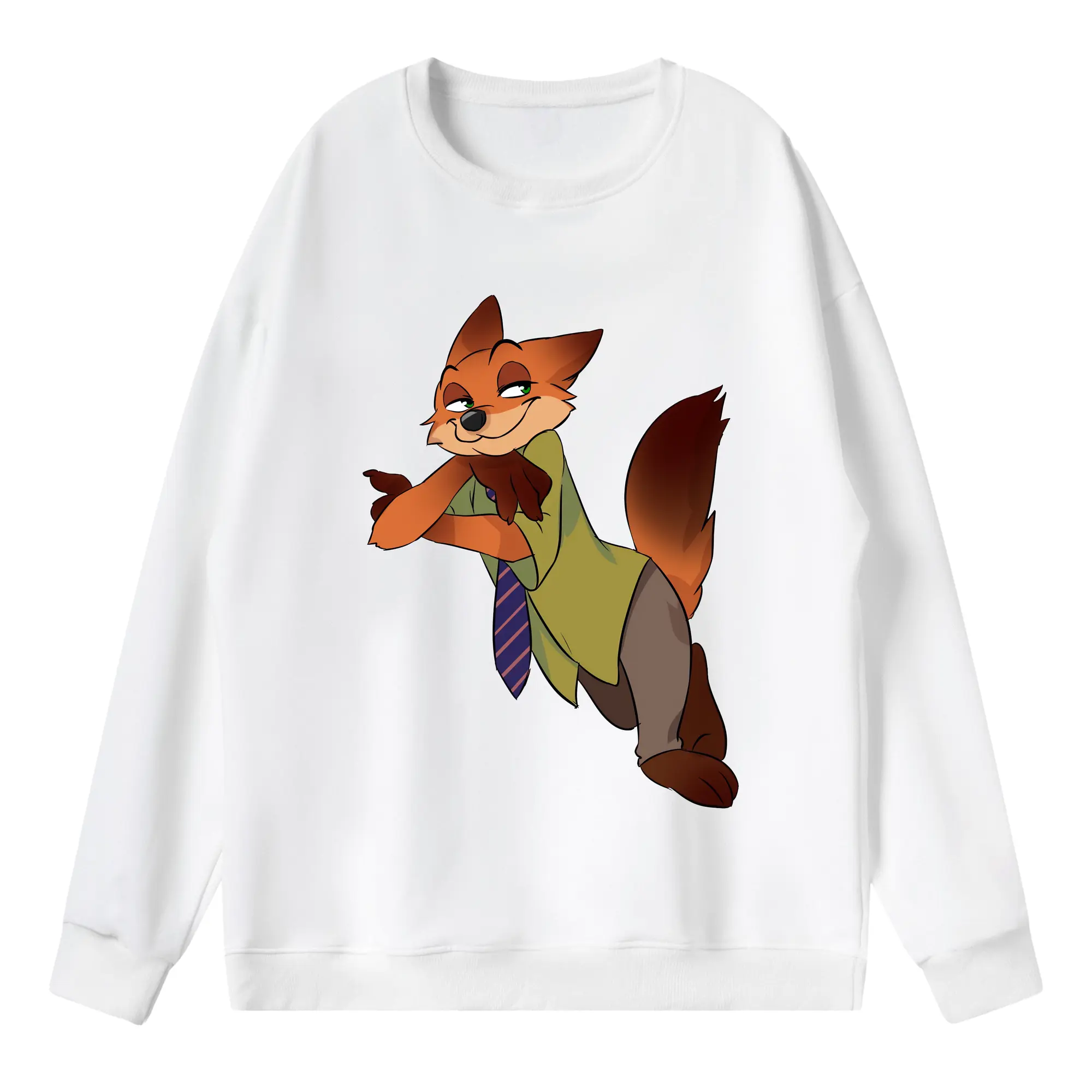 ズートピア グッズ,ニック・ワイルド - 薄手 クルーネック スウェット 裏毛260g · ポリエステル 春秋向け カジュアル 男女兼用 · トレーナー デイリー スポーツ 散歩に最適