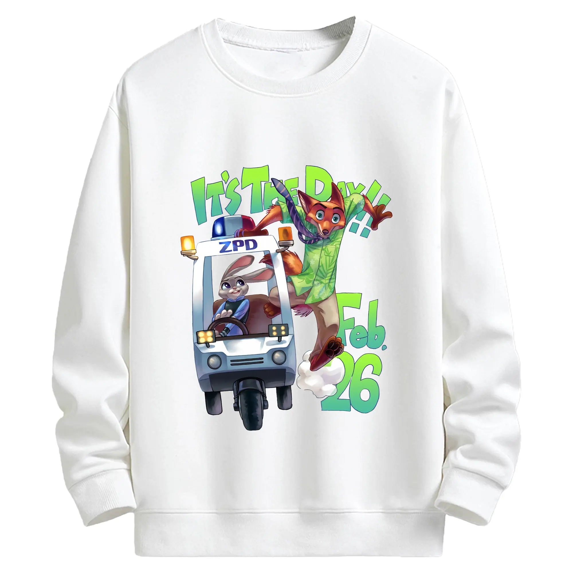 ズートピア グッズ,ニック・ワイルド - キッズ クルーネックスウェットシャツ ・ フロントプリント ・ 綿80％ ポリエステル20％ ・ 快適 通学 スポーツ 日常使い お散歩用